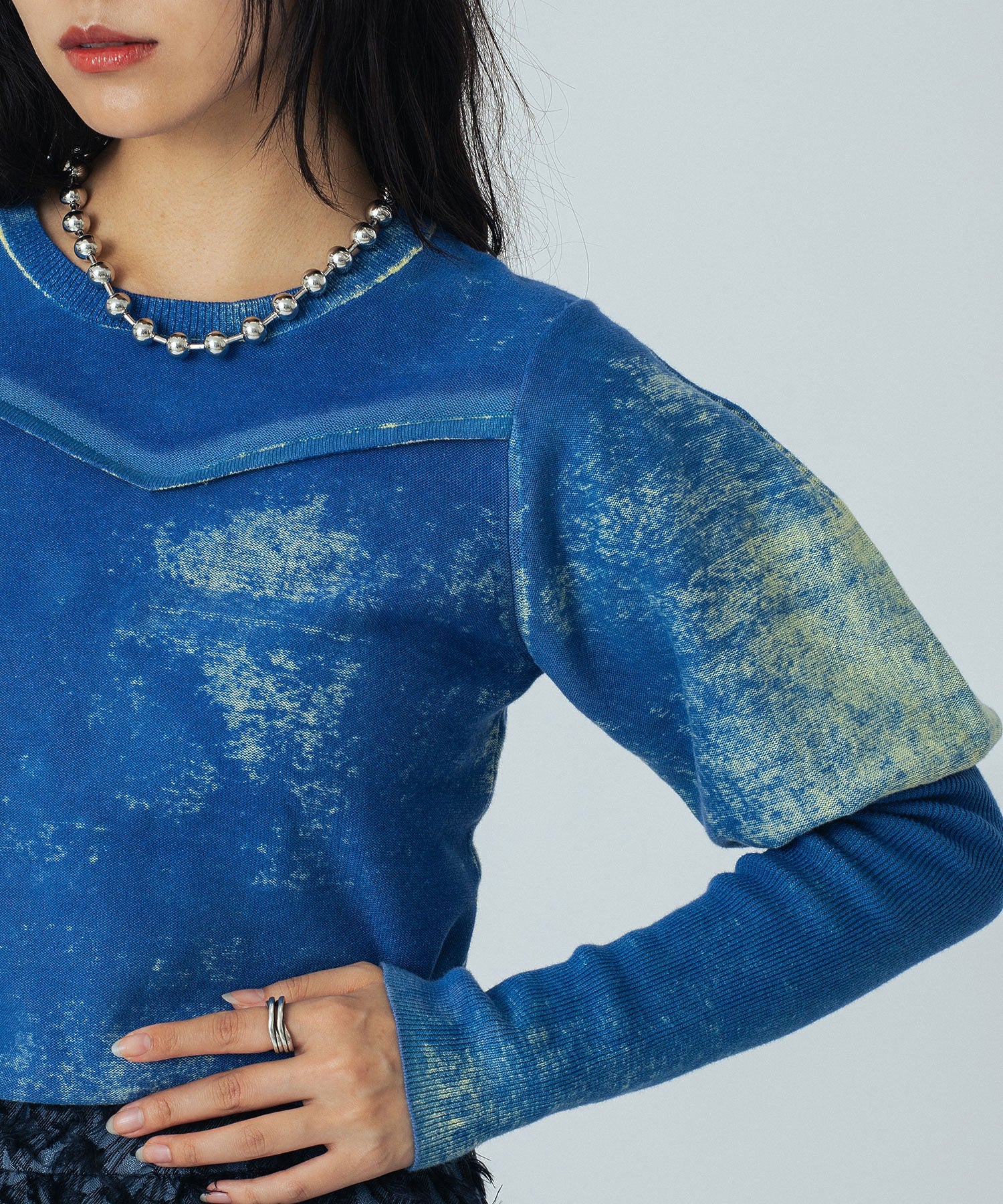 mici/VOLUME SLEEVE KNIT TOP