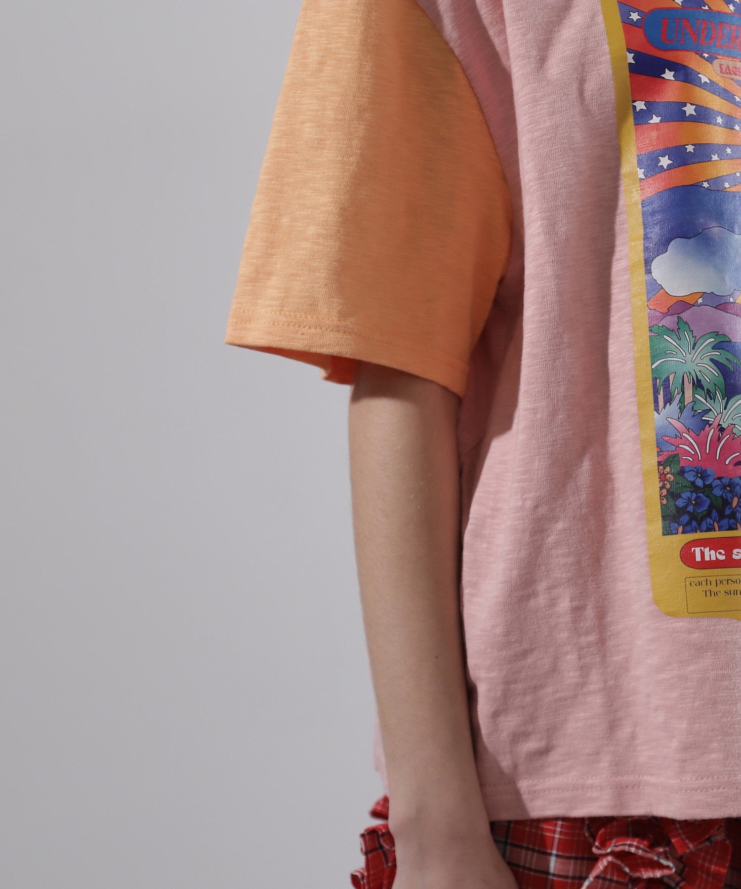 OKIRAKU×ROSE BUD/袖配色 プリントTシャツ