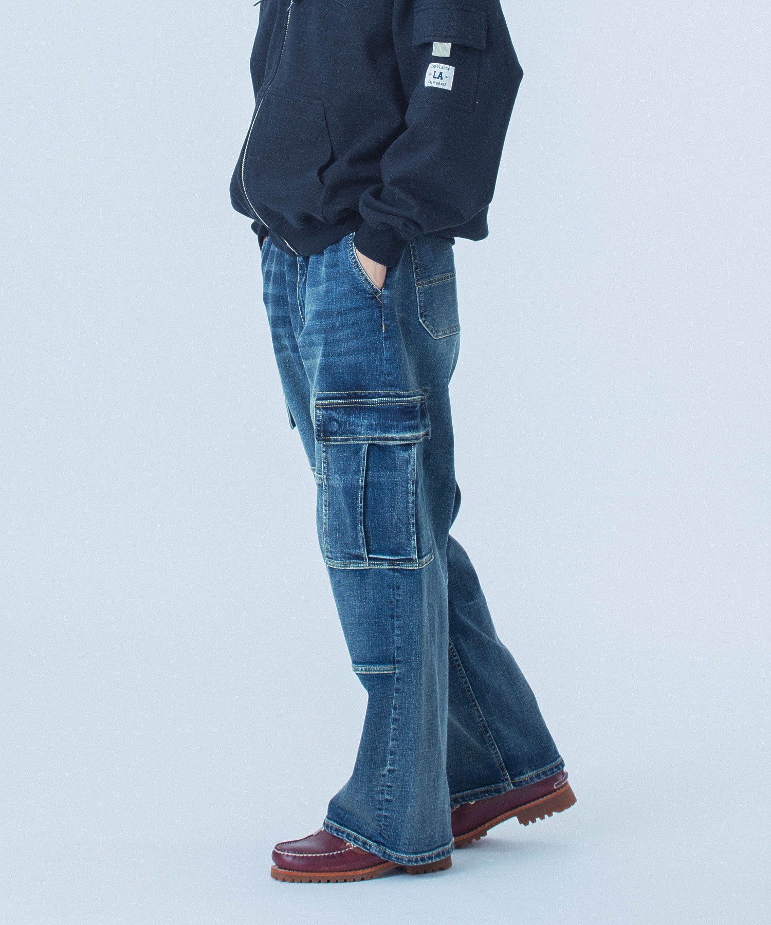 STRETCH DENIM CARGO PANTS