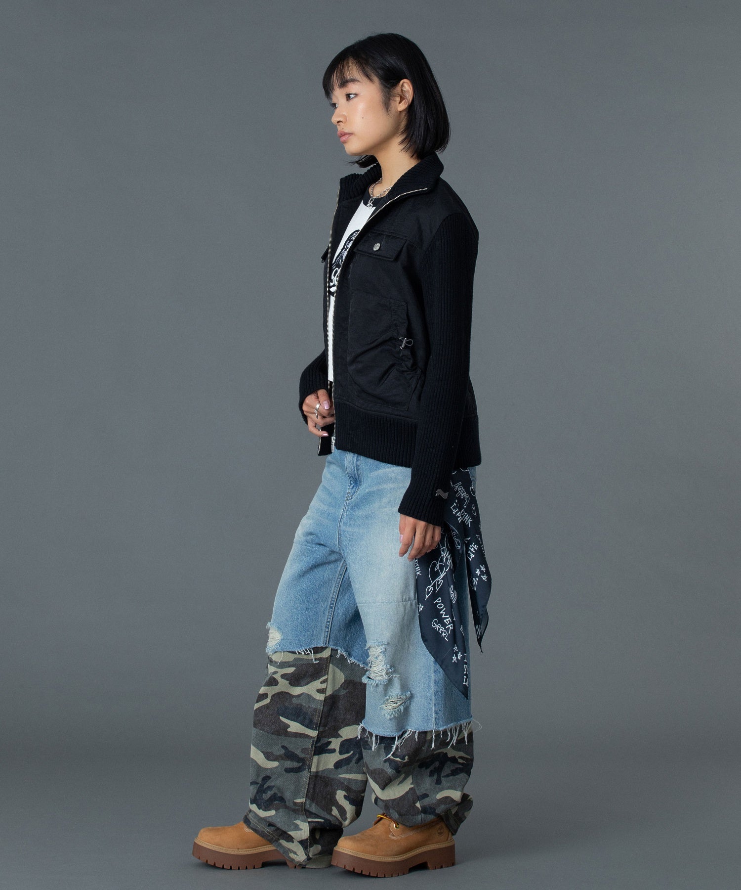 RIBBED SLEEVE WOVEN JACKET