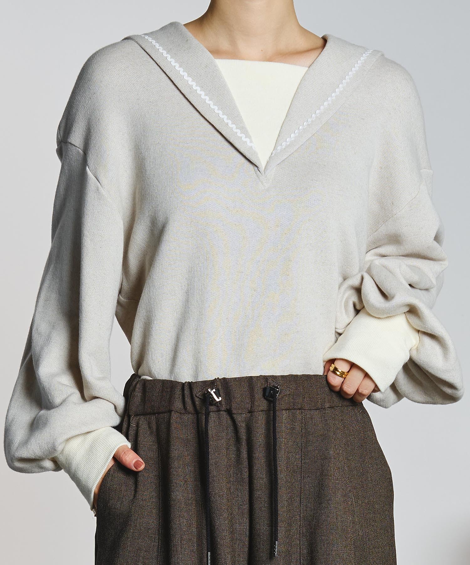 mici/SAILOR COLLAR FRENCH TERRY TOP