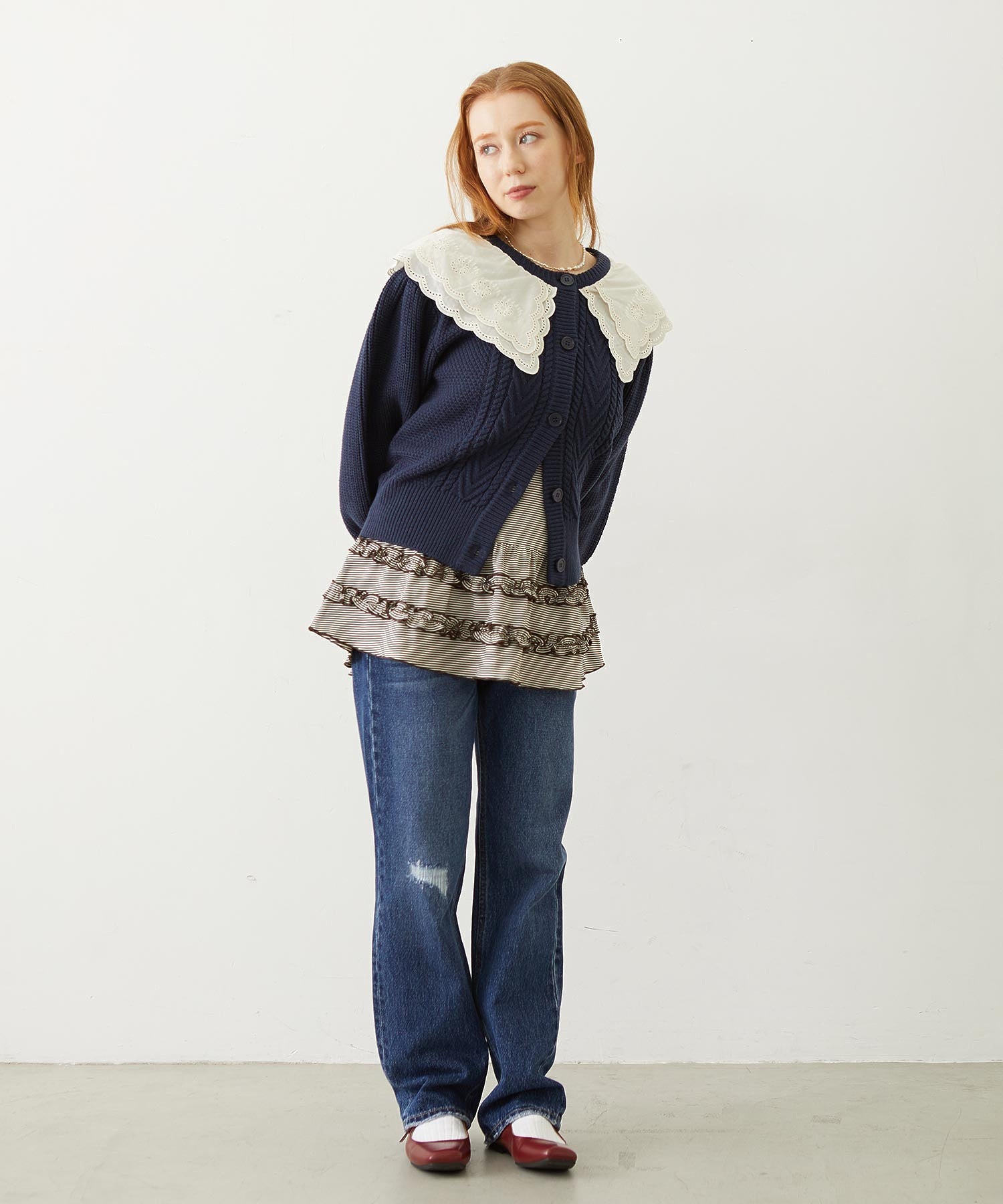 RUFFLE HEM L/S TOP
