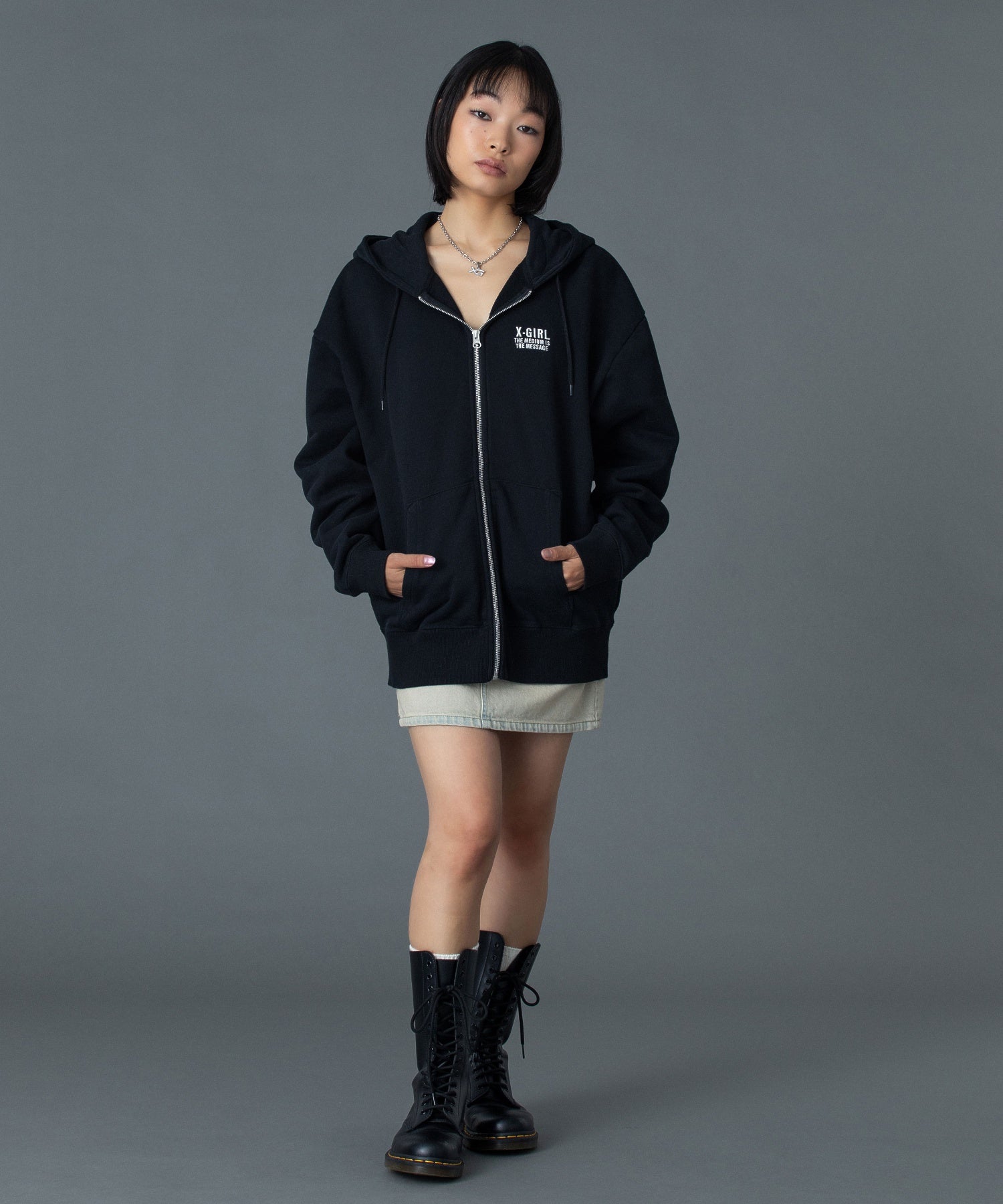 CIRCLE MESSAGE AND FACE ZIP UP SWEAT HOODIE