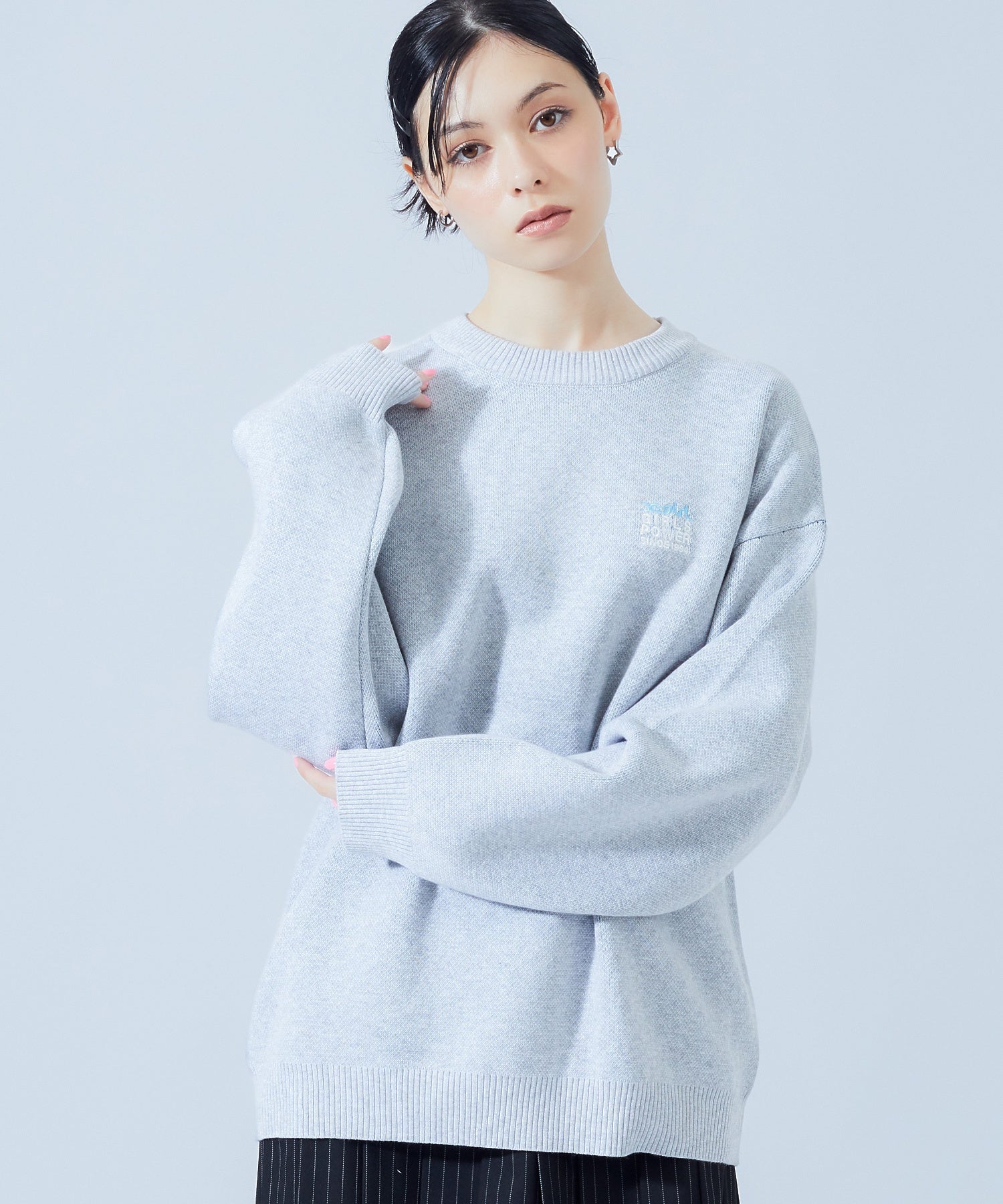 BOX LOGO AND FACE JACQUARD KNIT TOP