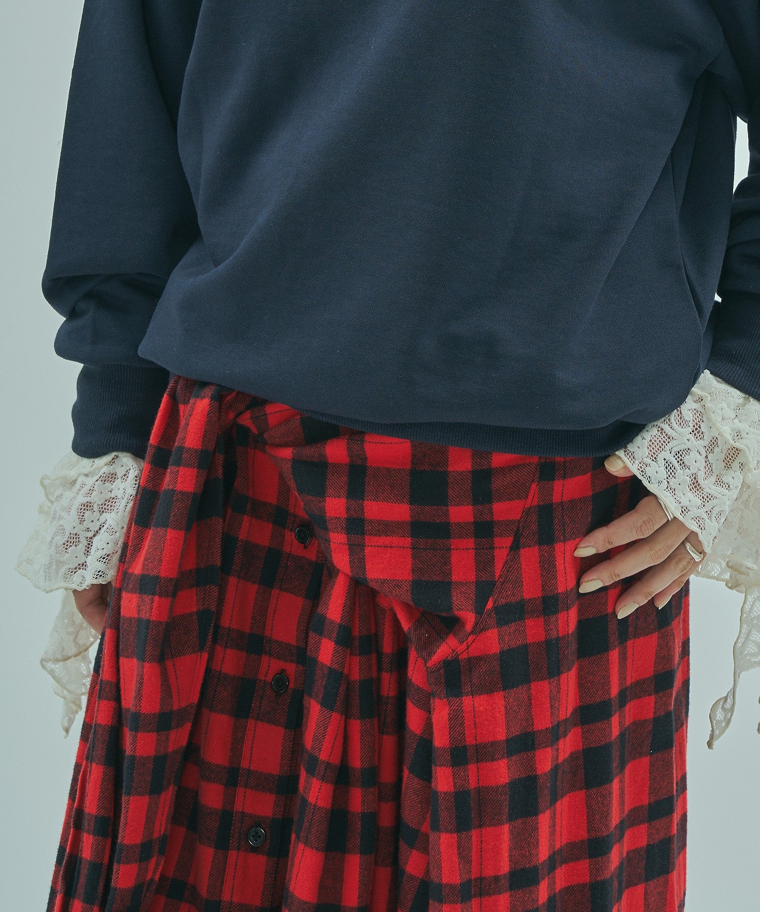 【ROSE BUD別注】INDIA IS BEUATIFUL/3WAY FLANNEL SHIRT SKIRT