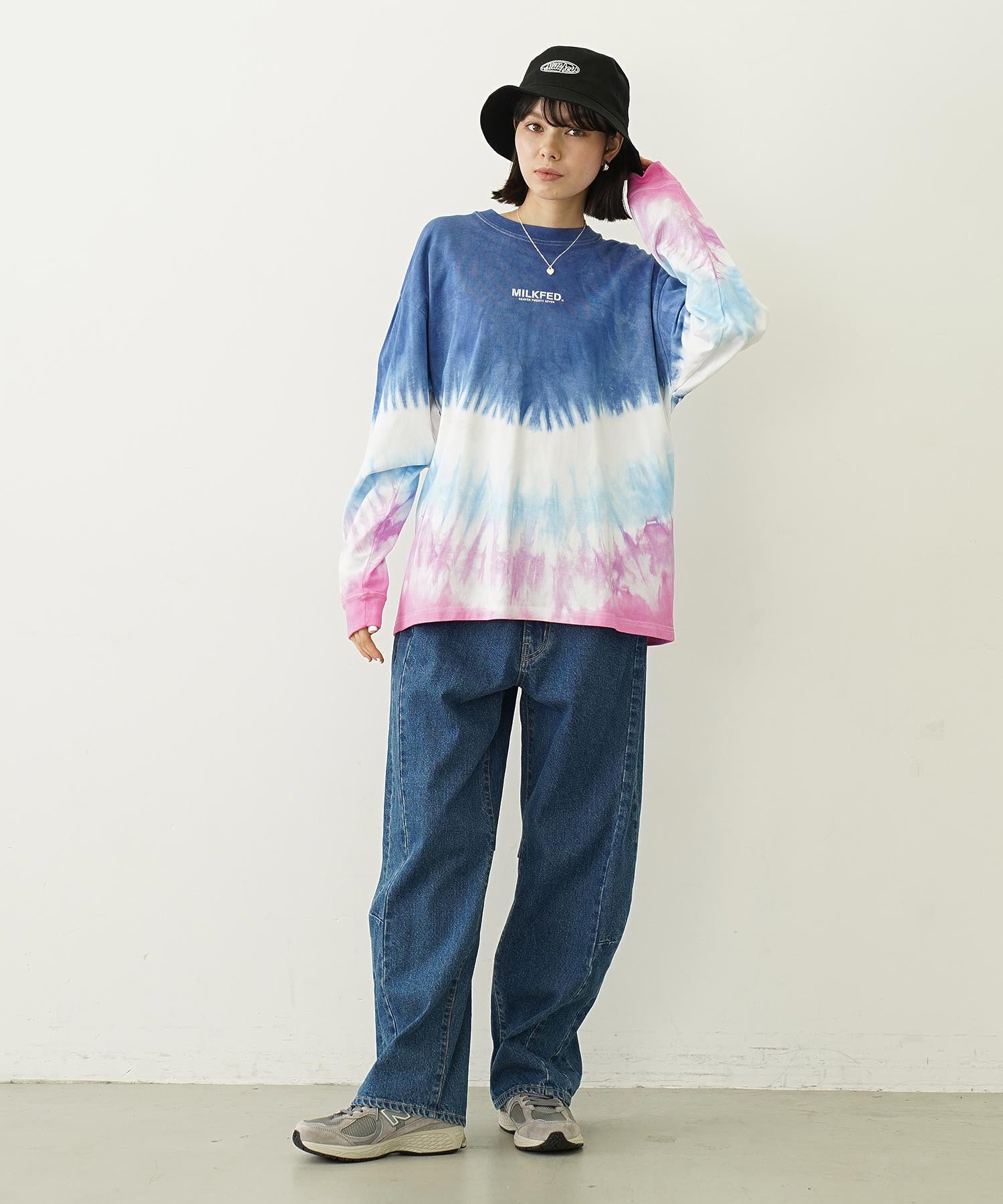 TIE DYED JAGGED PATTERN L/S TEE