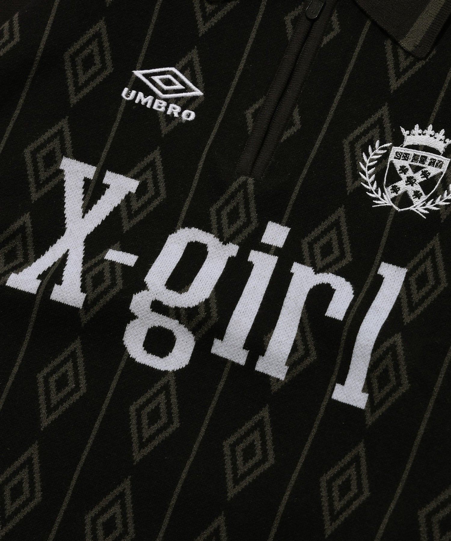 X-girl x UMBRO HALF ZIP JACQUARD KNIT TOP