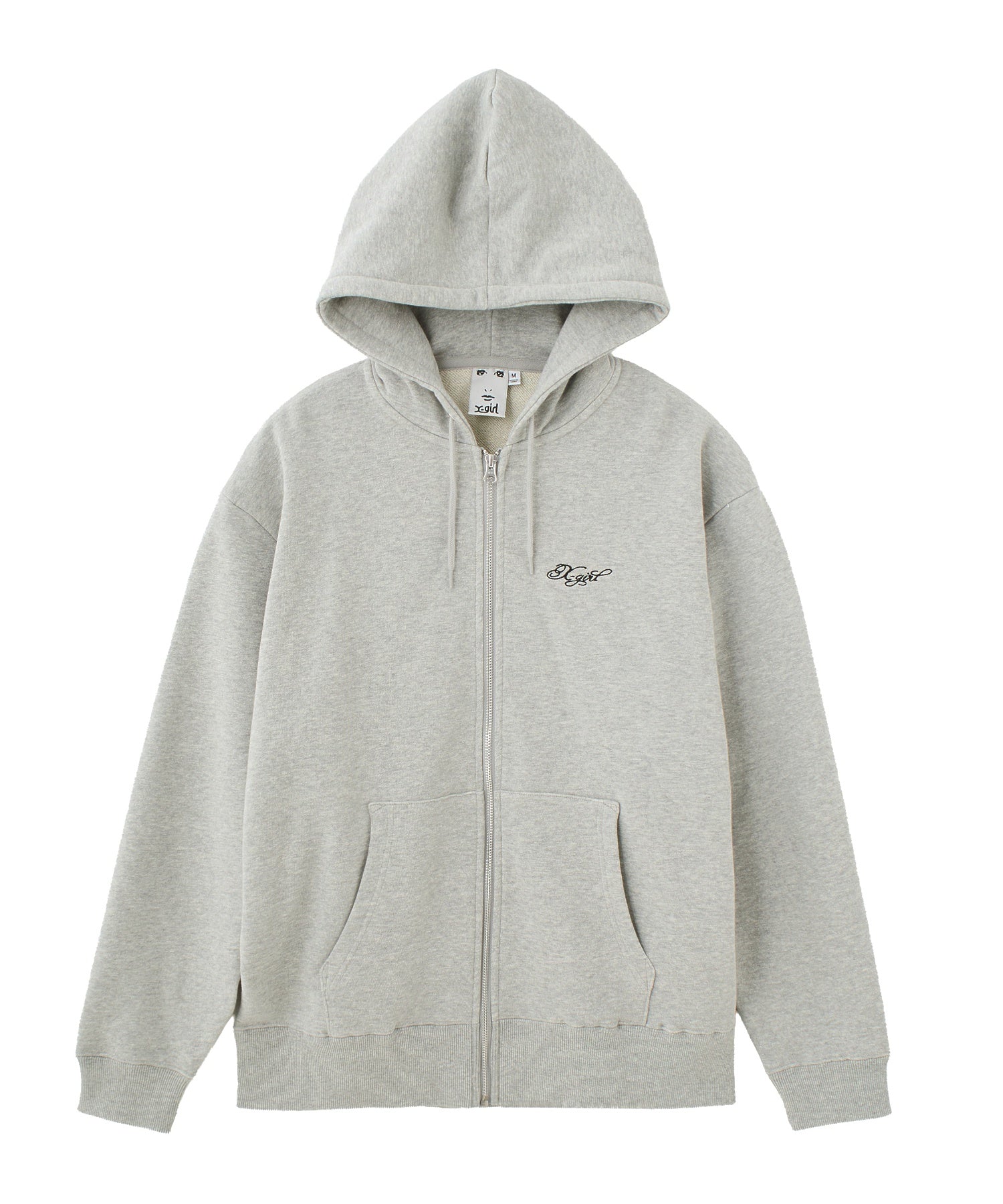 RHINESTONE LOGO AND FACE ZIP UP SWEAT HOODIE