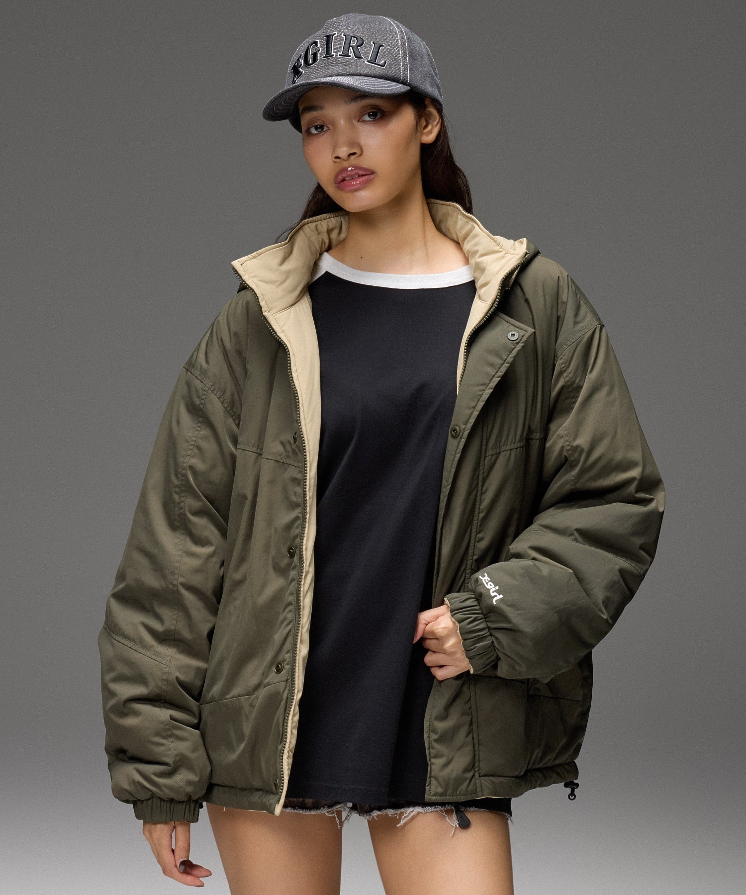 FACE EMBROIDERED PATCH REVERSIBLE JACKET