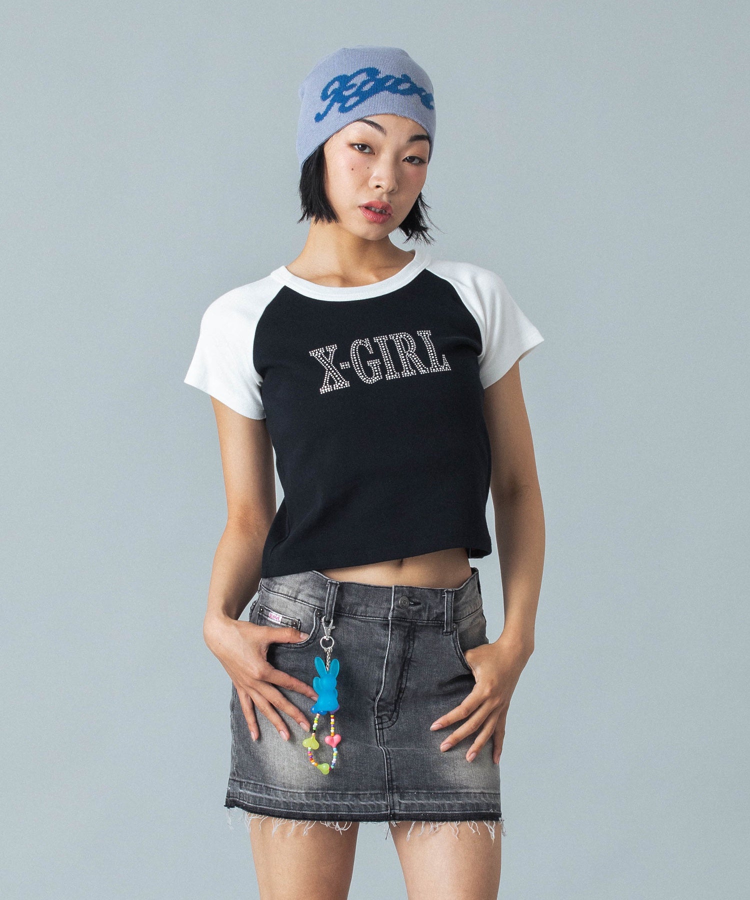 BUTTERFLY POCKET DENIM MINI SKIRT