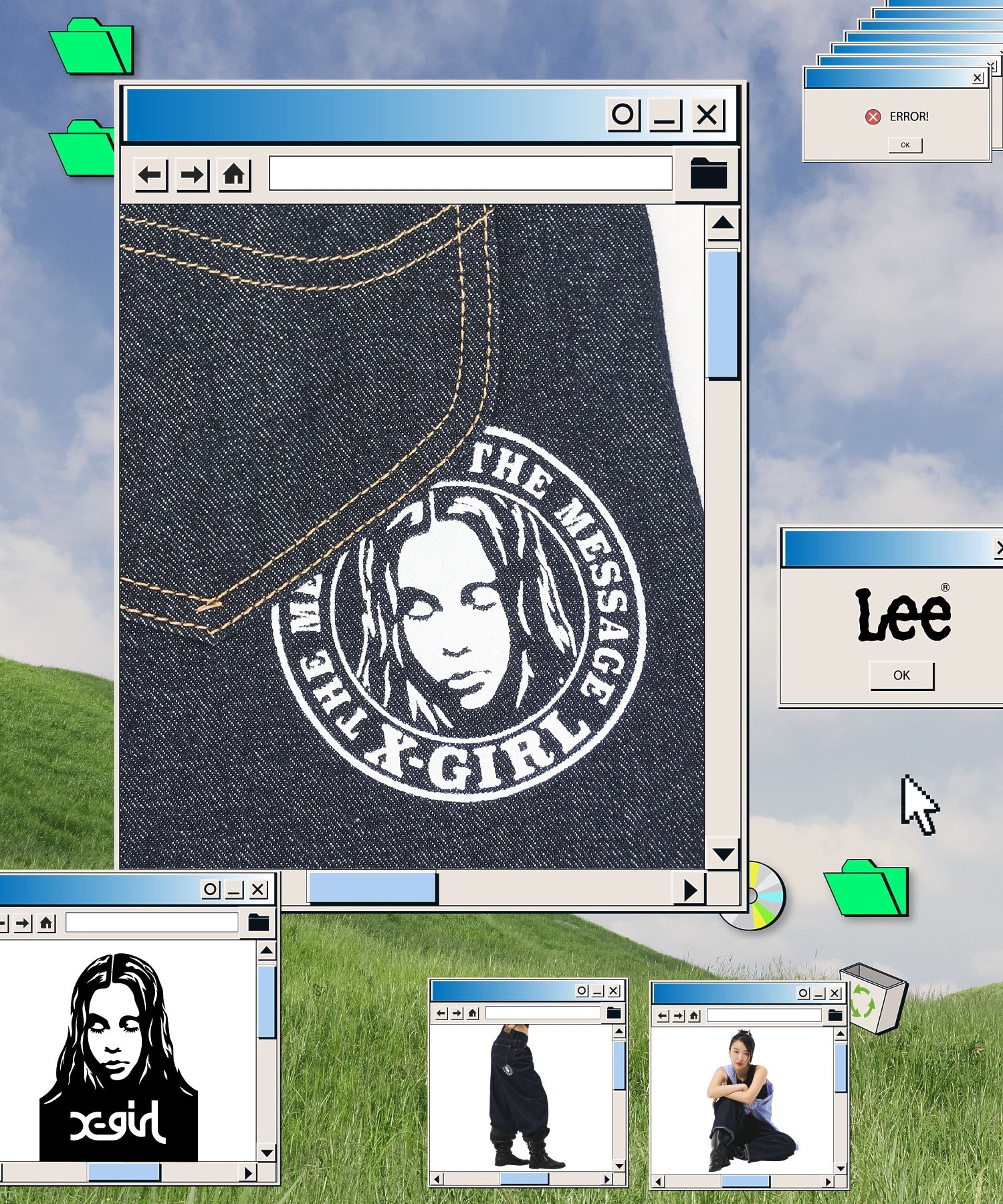 X-girl x Lee TUCK WIDE DENIM PANTS