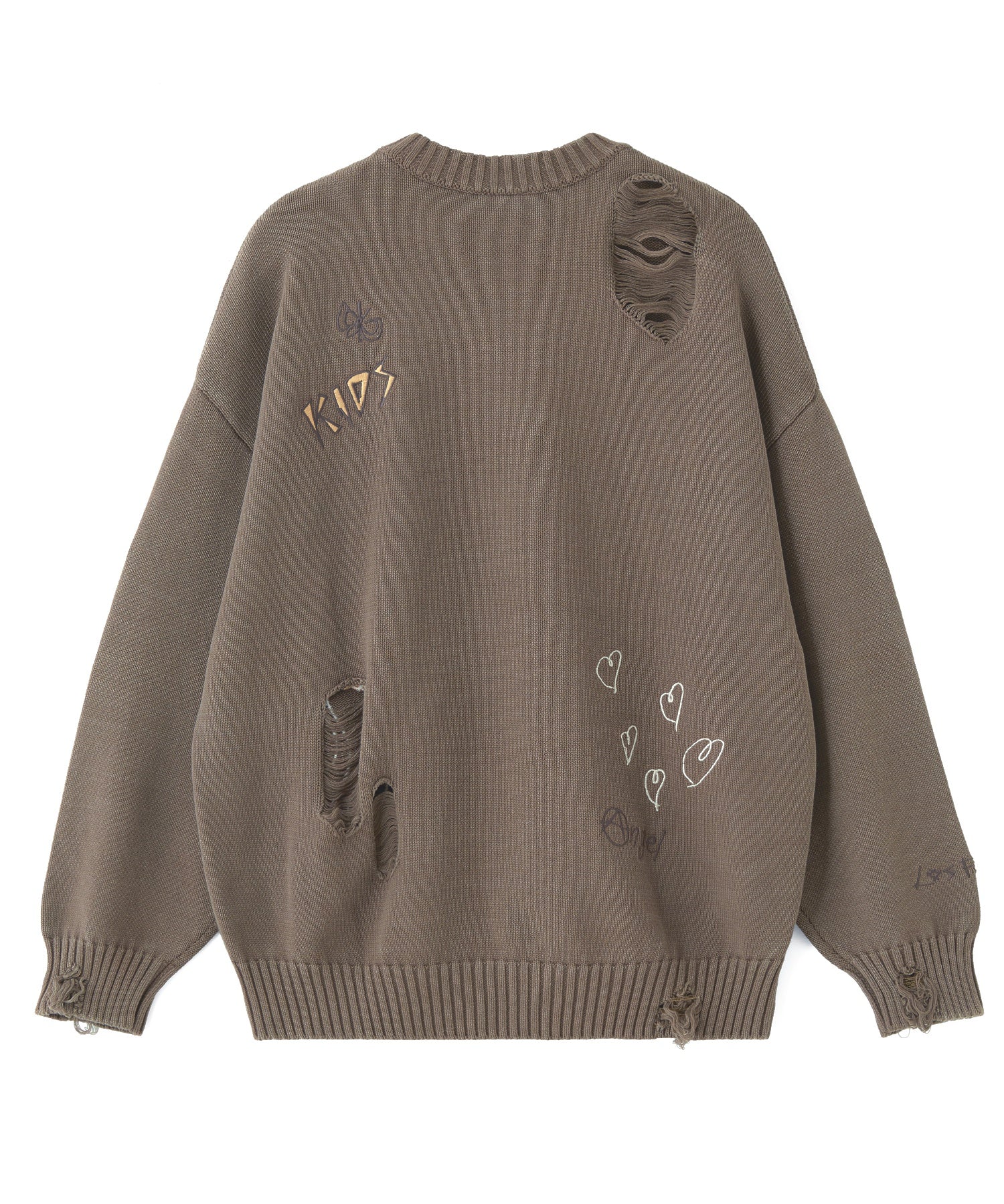 GRAFFITI LOGO DISTRESSED KNIT TOP