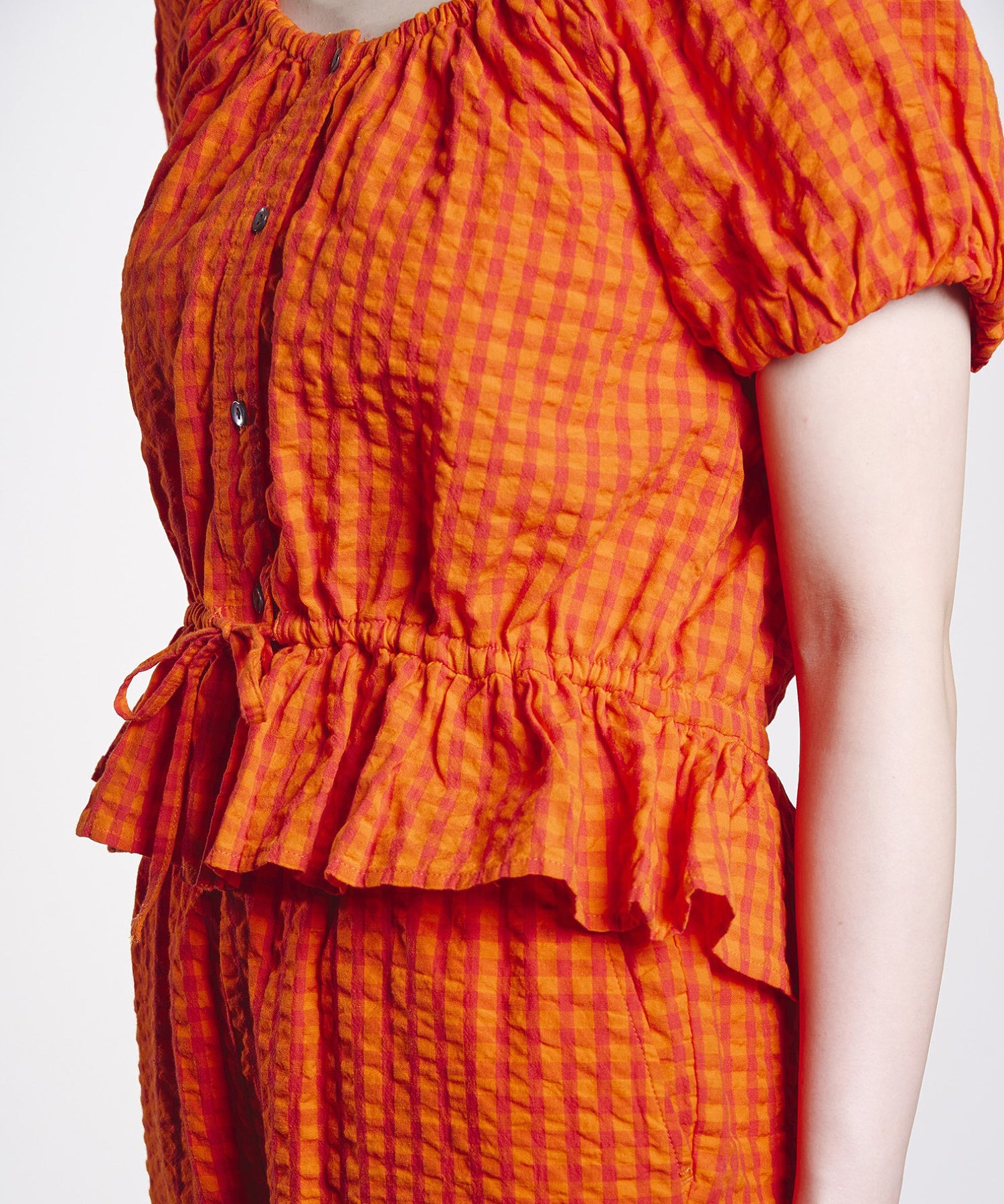 GINGHAM PUFF SLEEVE TOP
