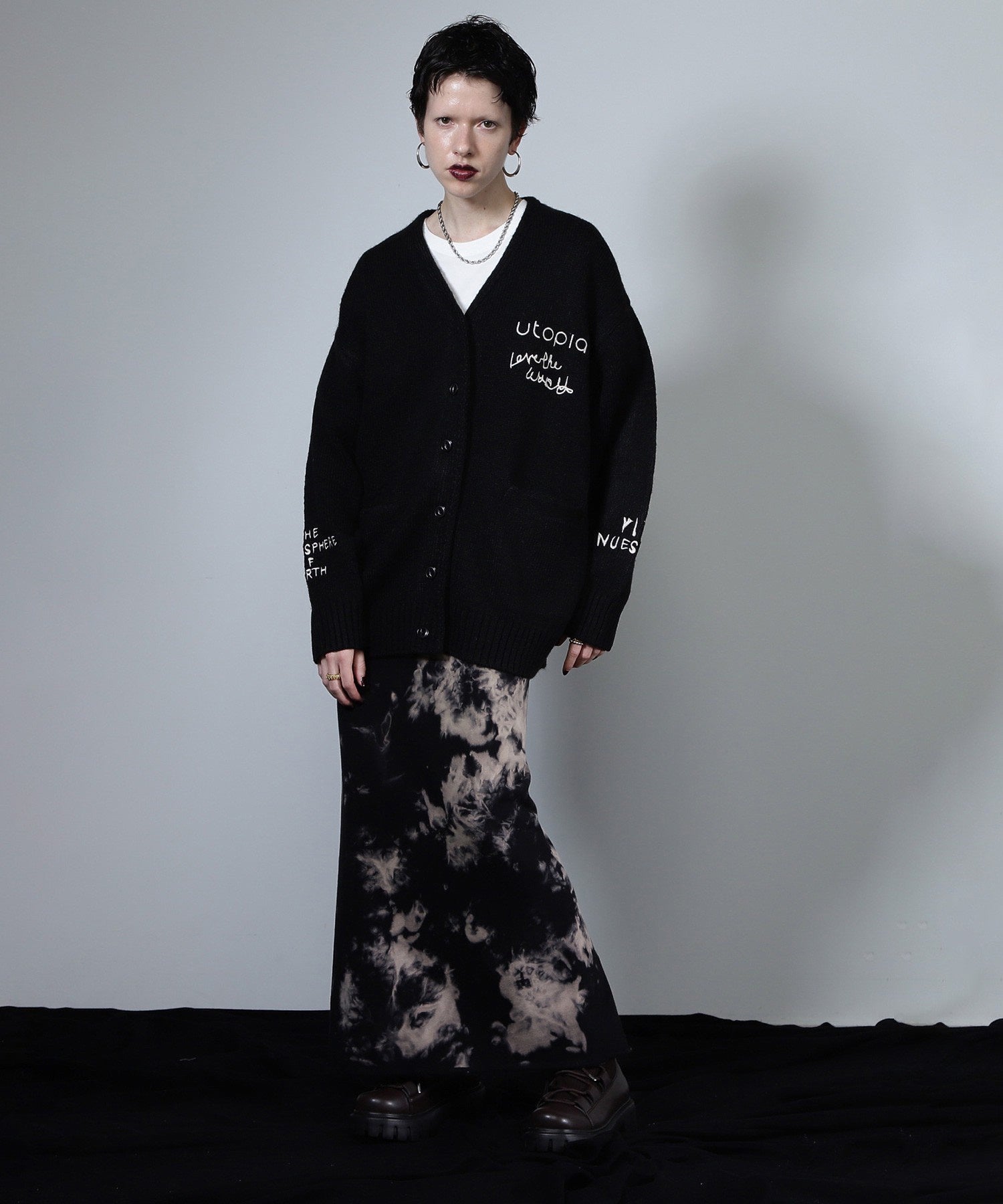 GENE HEAVENS/エンブロイダリー カレッジニットカーディガン