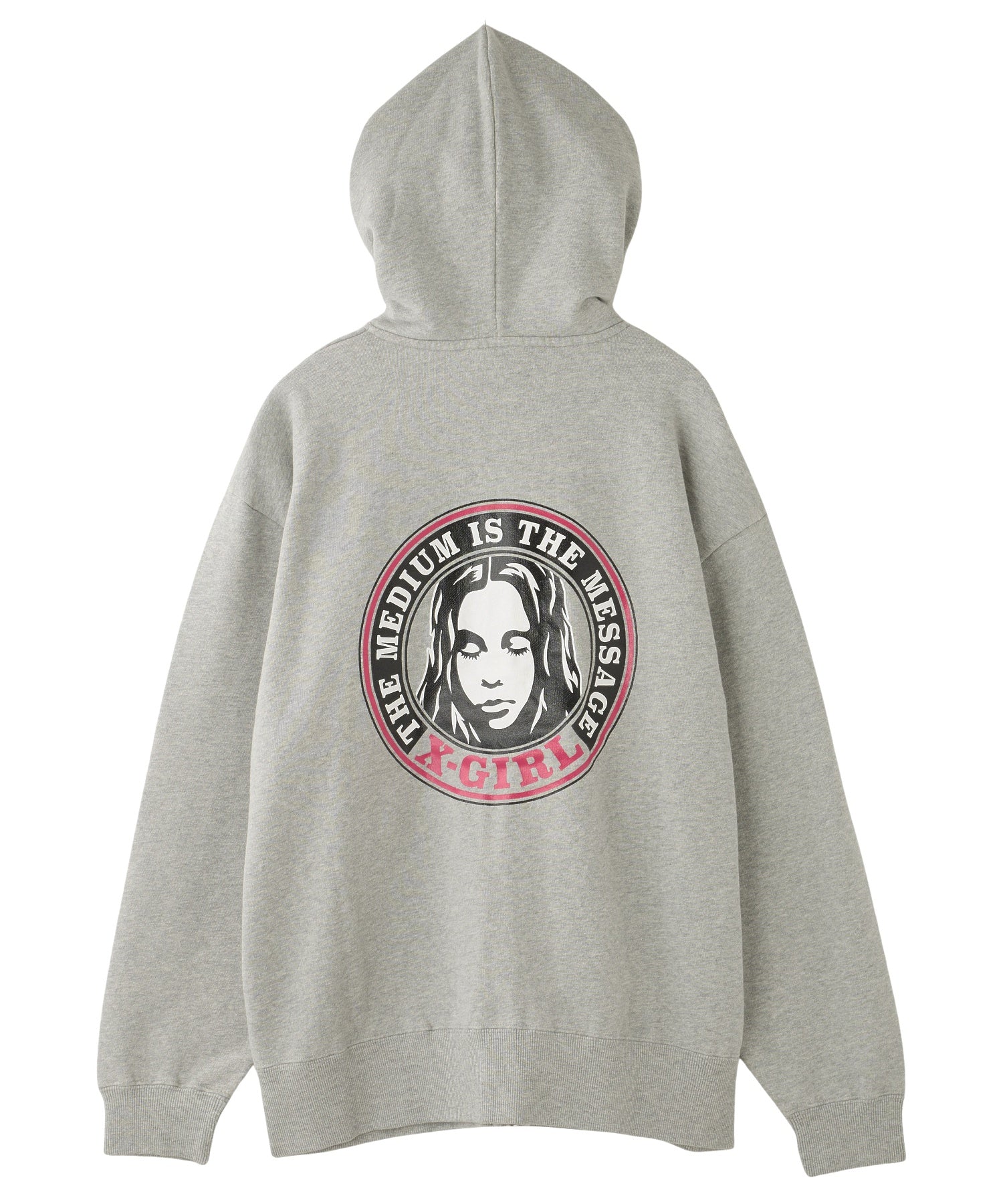 CIRCLE LOGO AND FACE ZIP UP SWEAT HOODIE
