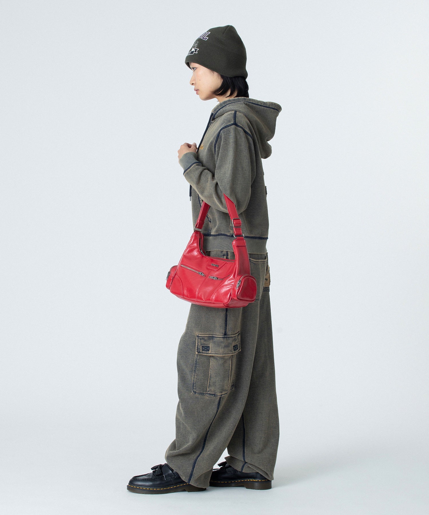 OVERDYED NUMBER PATCH ZIP UP HOODIE