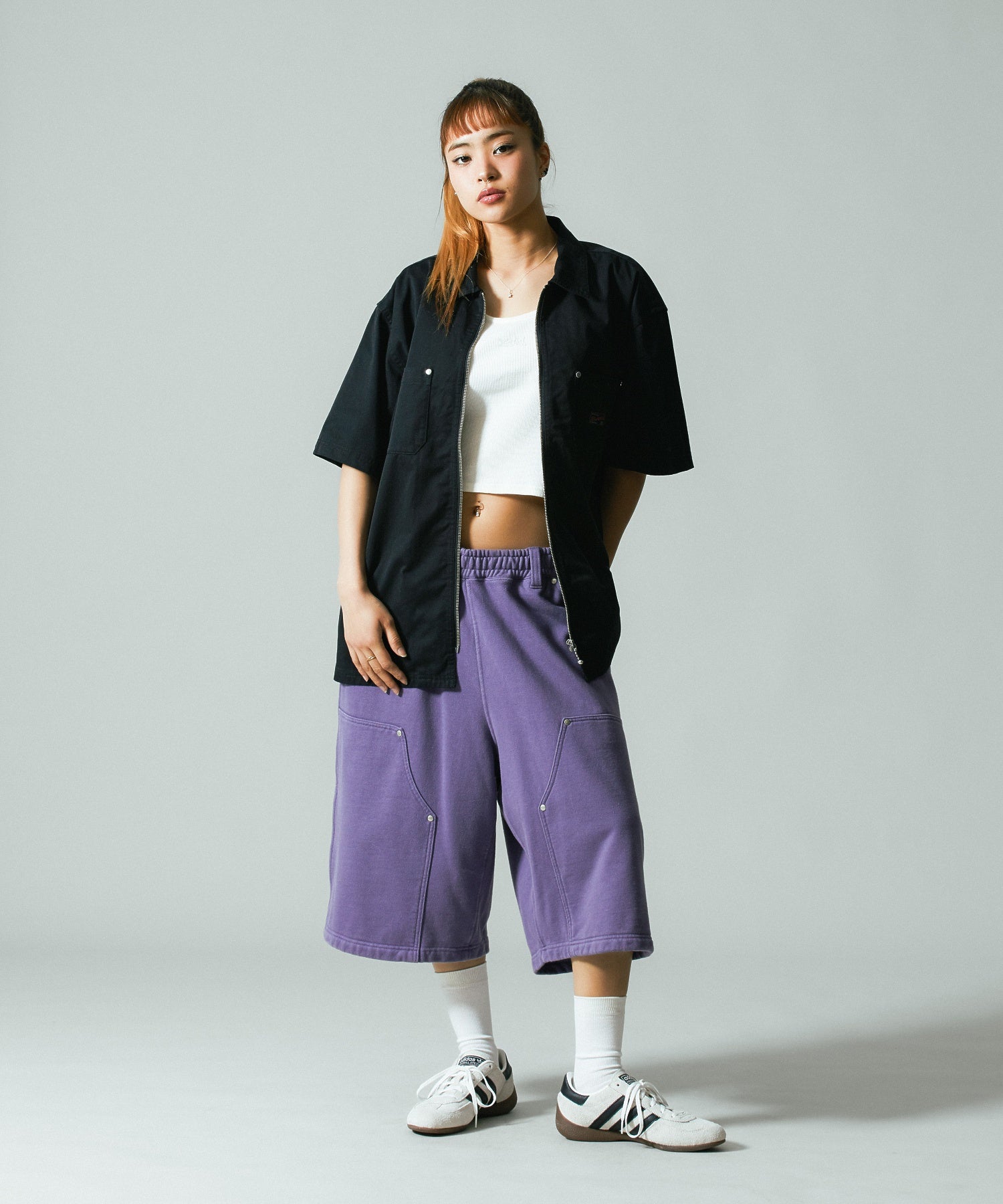 ZIP UP S/S WORK SHIRT