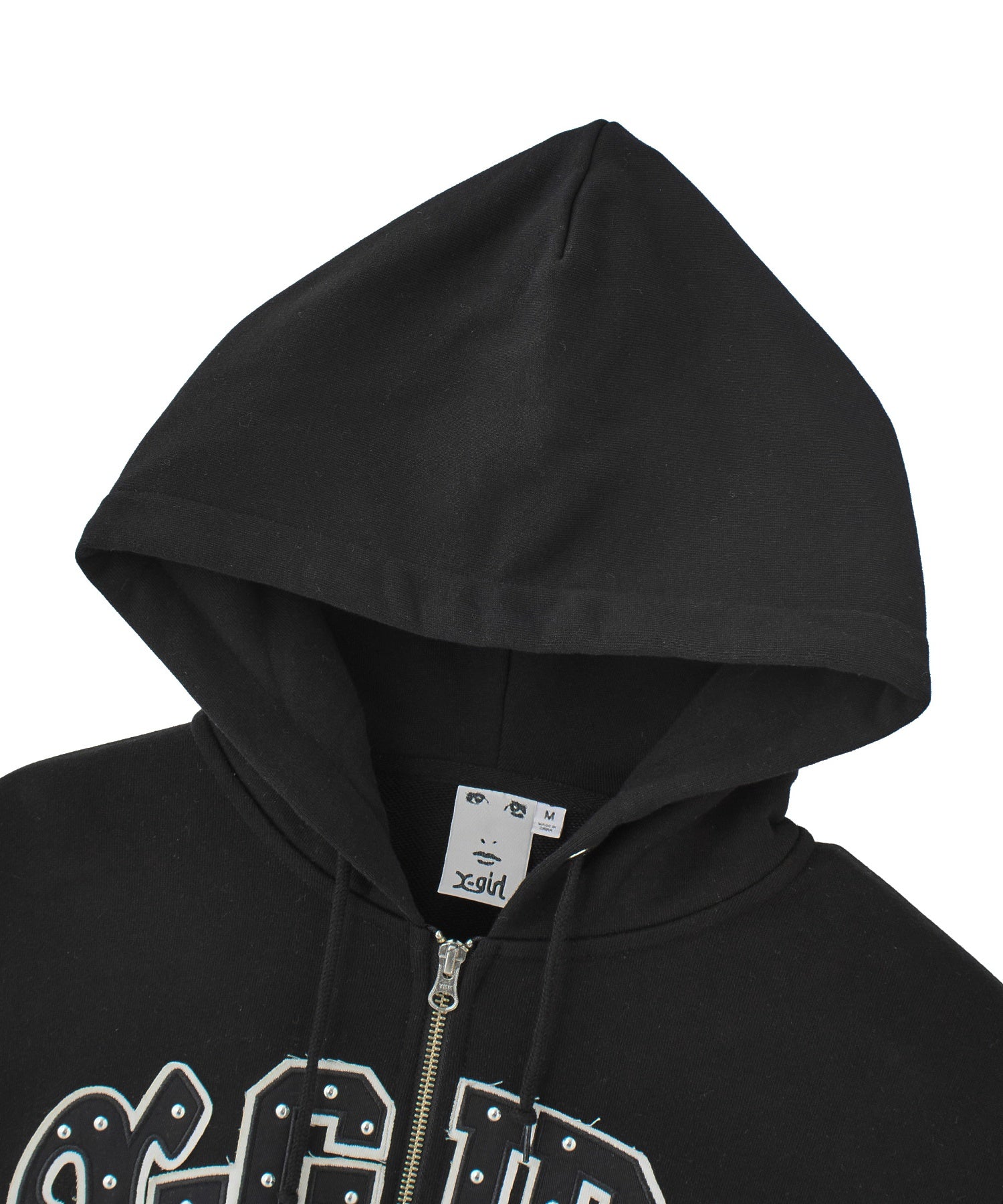 STUDDED LOGO ZIP UP SWEAT HOODIE