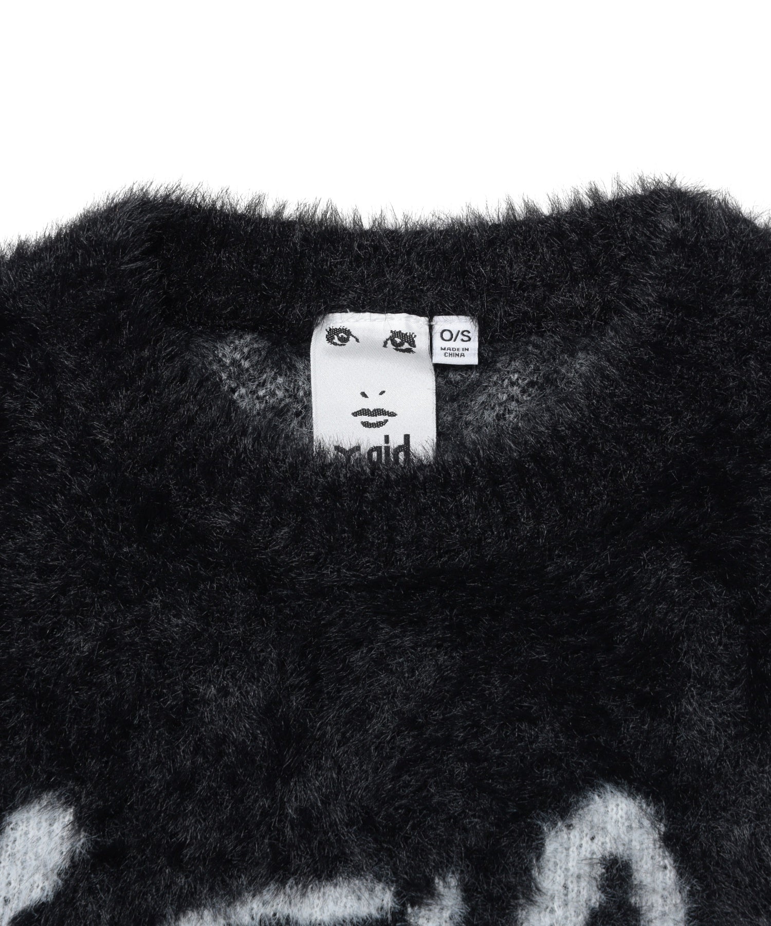 LOGO JACQUARD SHAGGY KNIT TOP