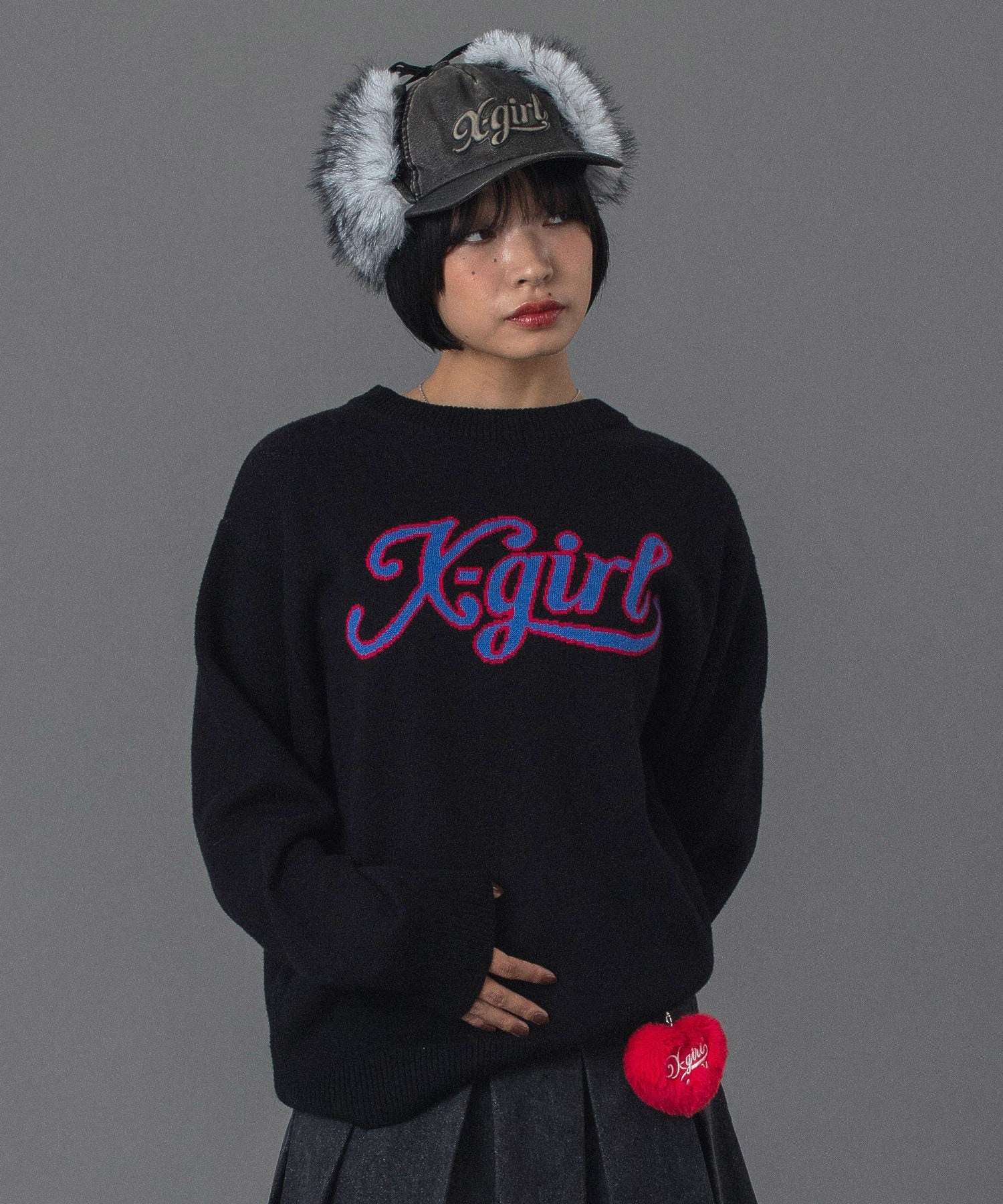 LETTERING LOGO JACQUARD KNIT TOP