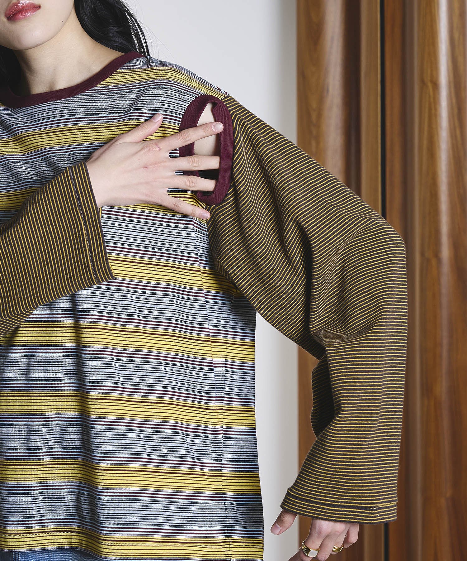 CREOLME/MULTI STRIPE L/S TEE