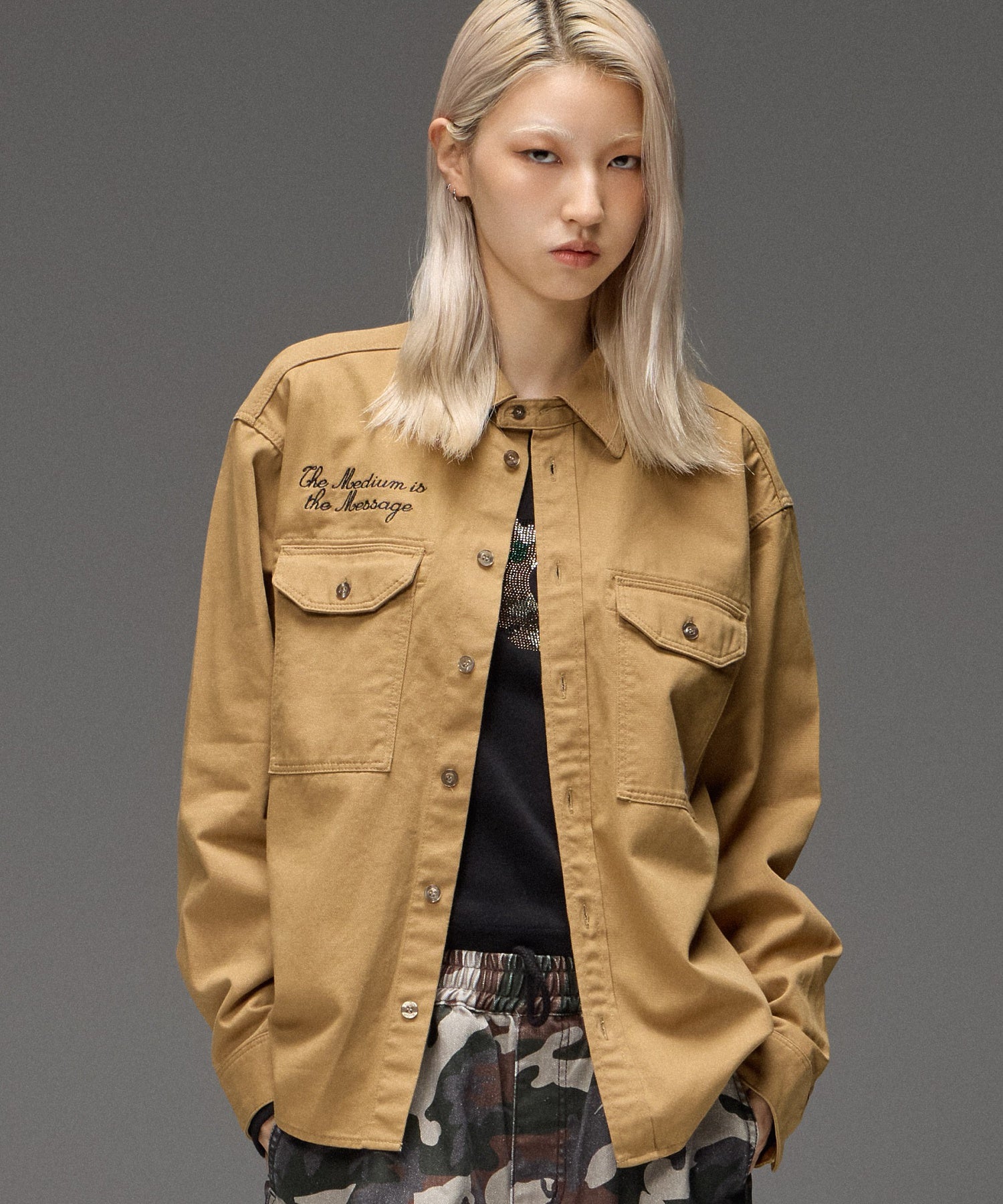 FACE LABEL WORK L/S SHIRT