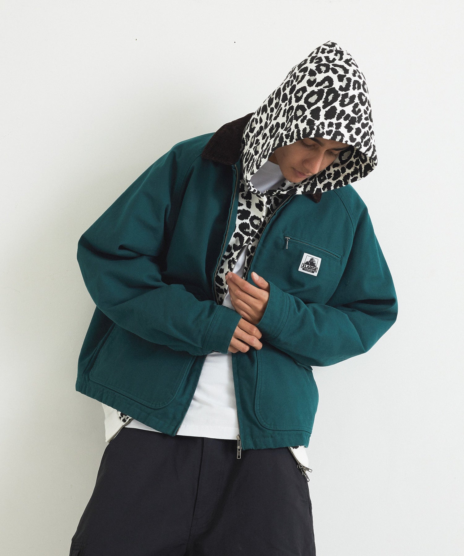 LEOPARD ZIP HOODED SWEATSHIRT