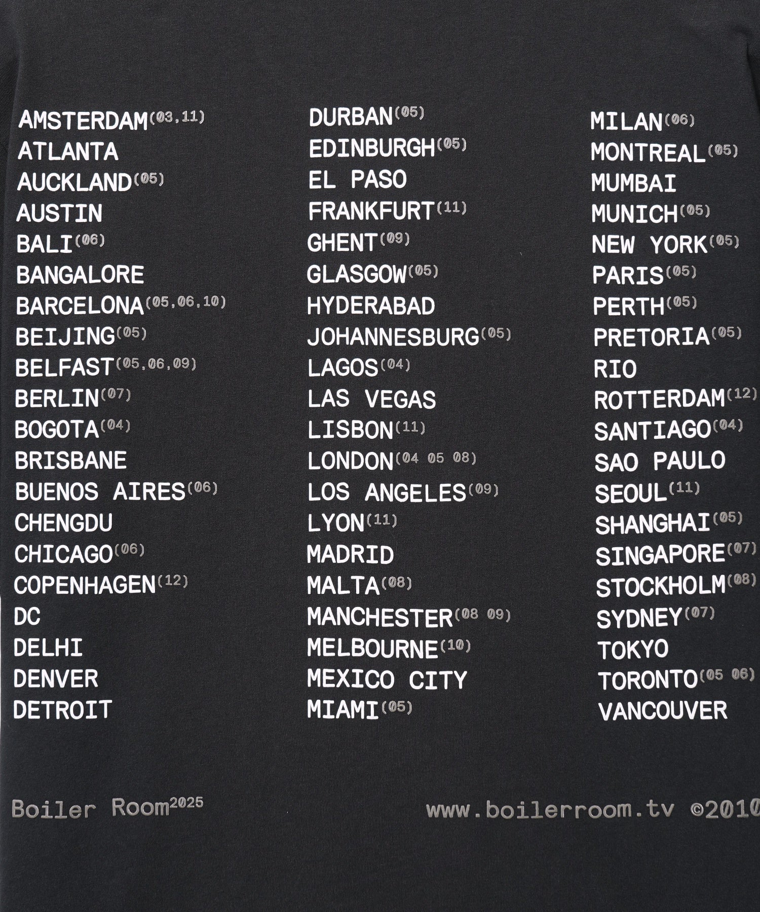 BOILER ROOM/ボイラールーム/WORLD TOUR TEE SS25SS11
