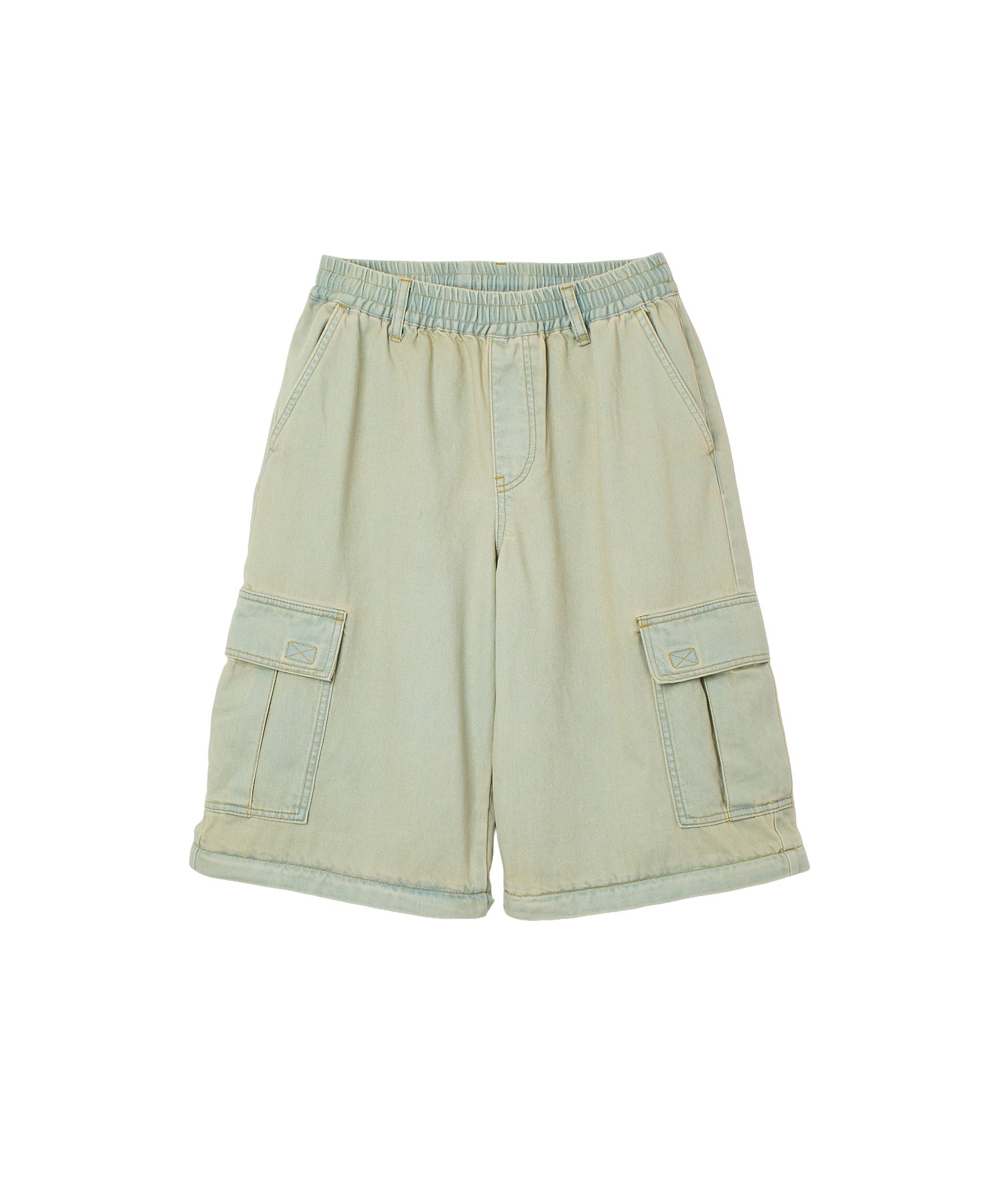 FADED 2WAY WIDE LEG DENIM CARGO PANTS