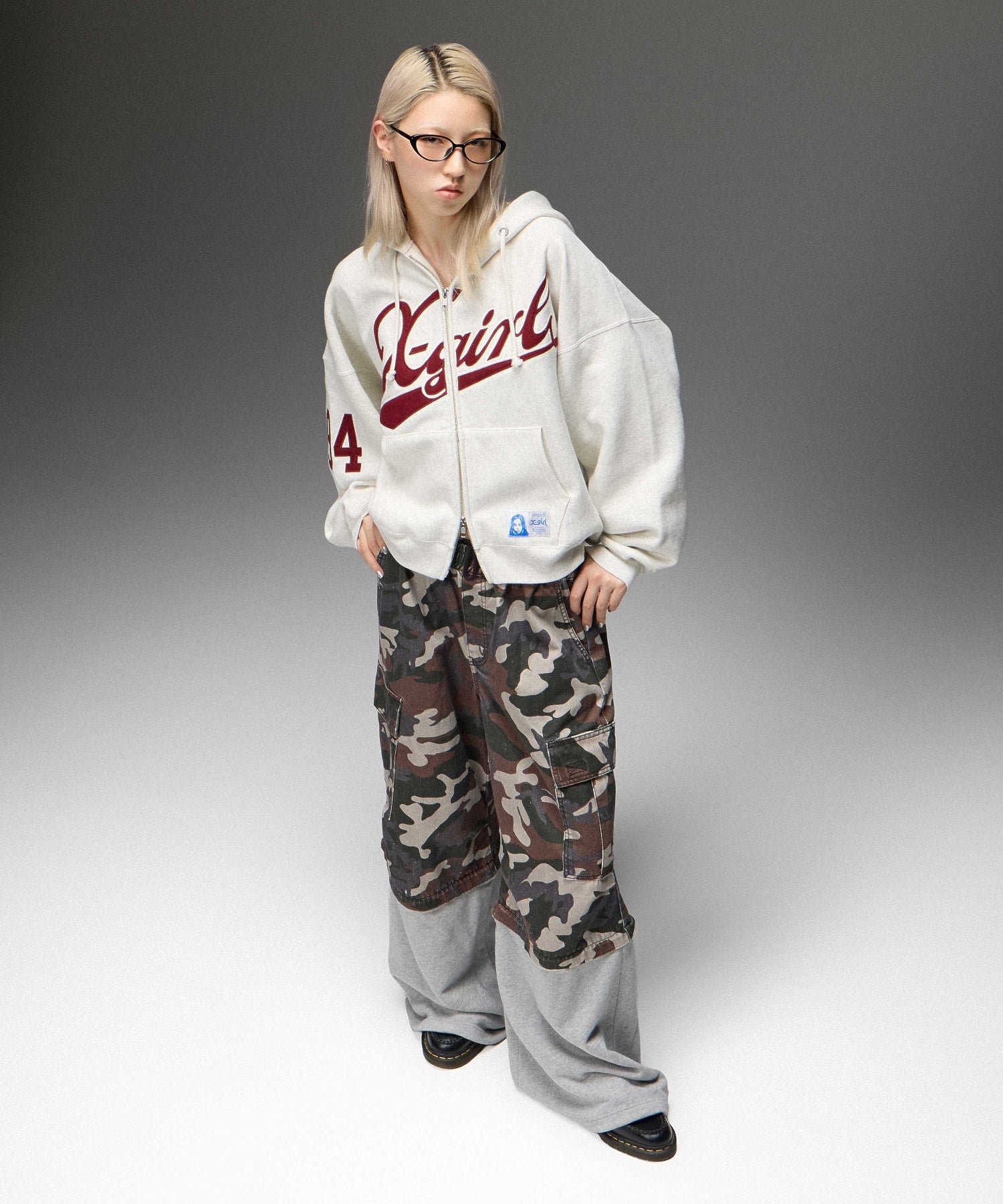 X-girl x Champion REVERSE WEAVE® PATCHED LOGO ZIP UP HOODIE