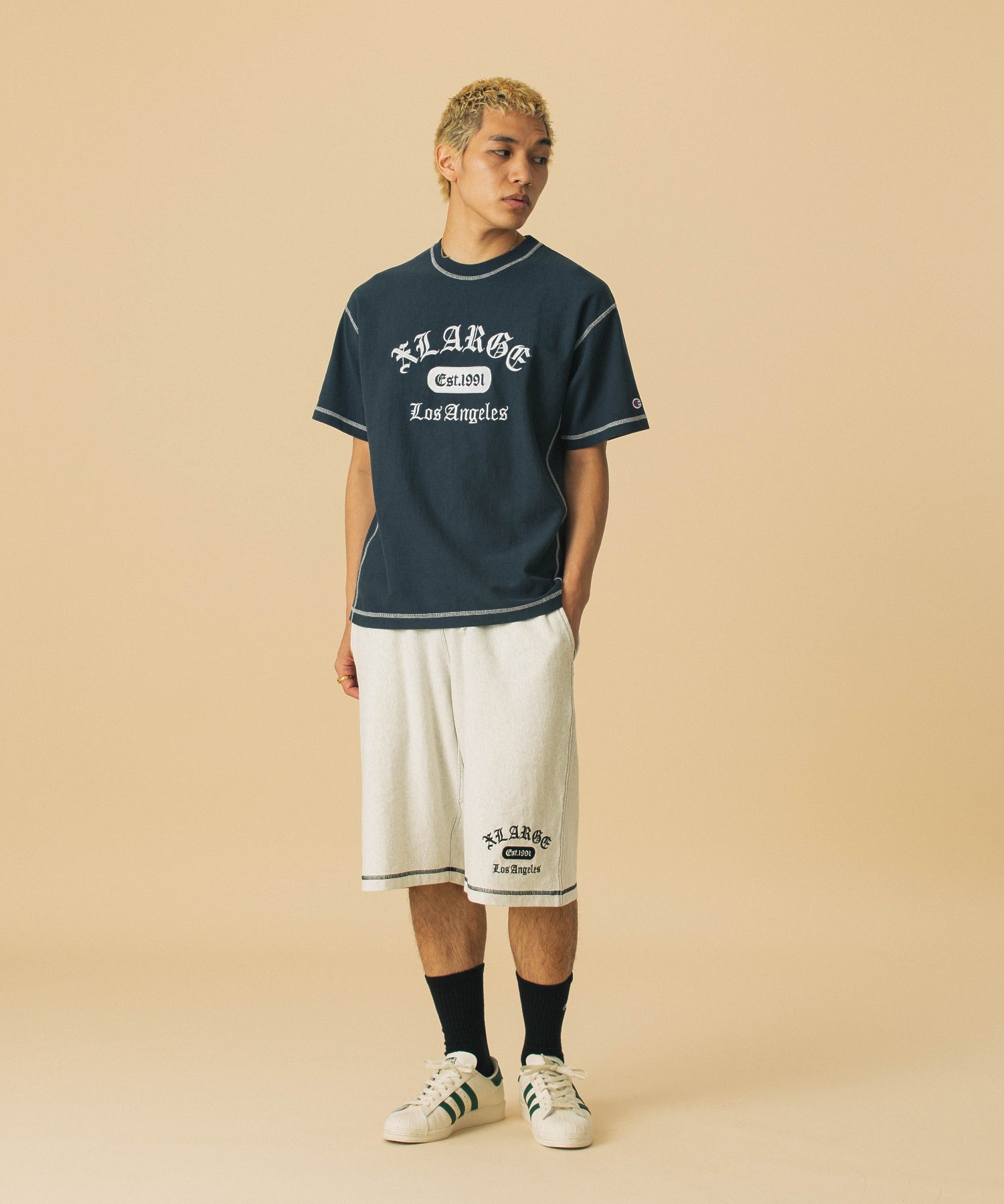 XLARGE×Champion REVERSE WEAVE STICHED S/S TEE