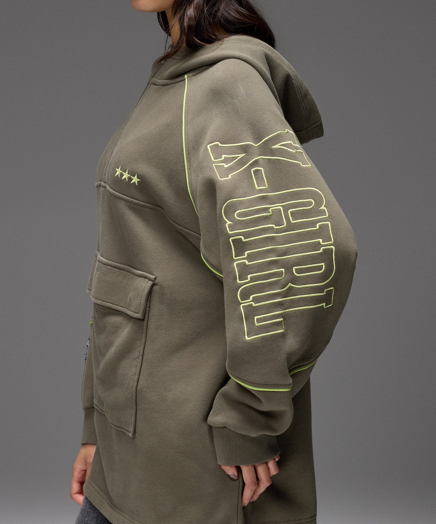 LOGO AND STAR SWEAT ANORAK DRESS