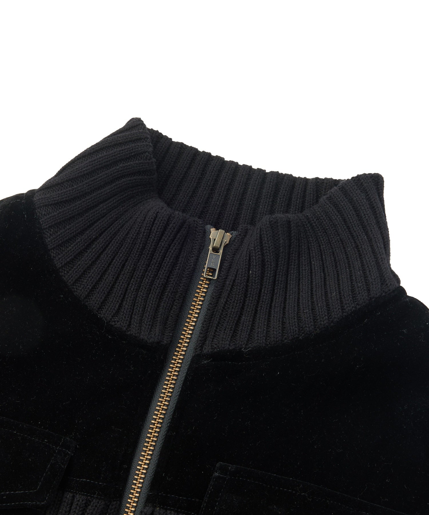 VELOUR AND KNIT ZIP UP TOP