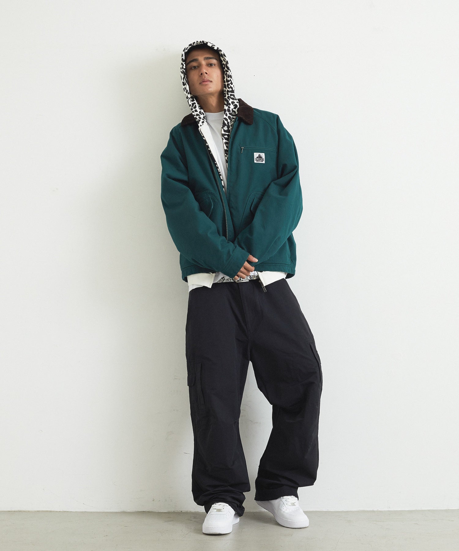 LEOPARD ZIP HOODED SWEATSHIRT