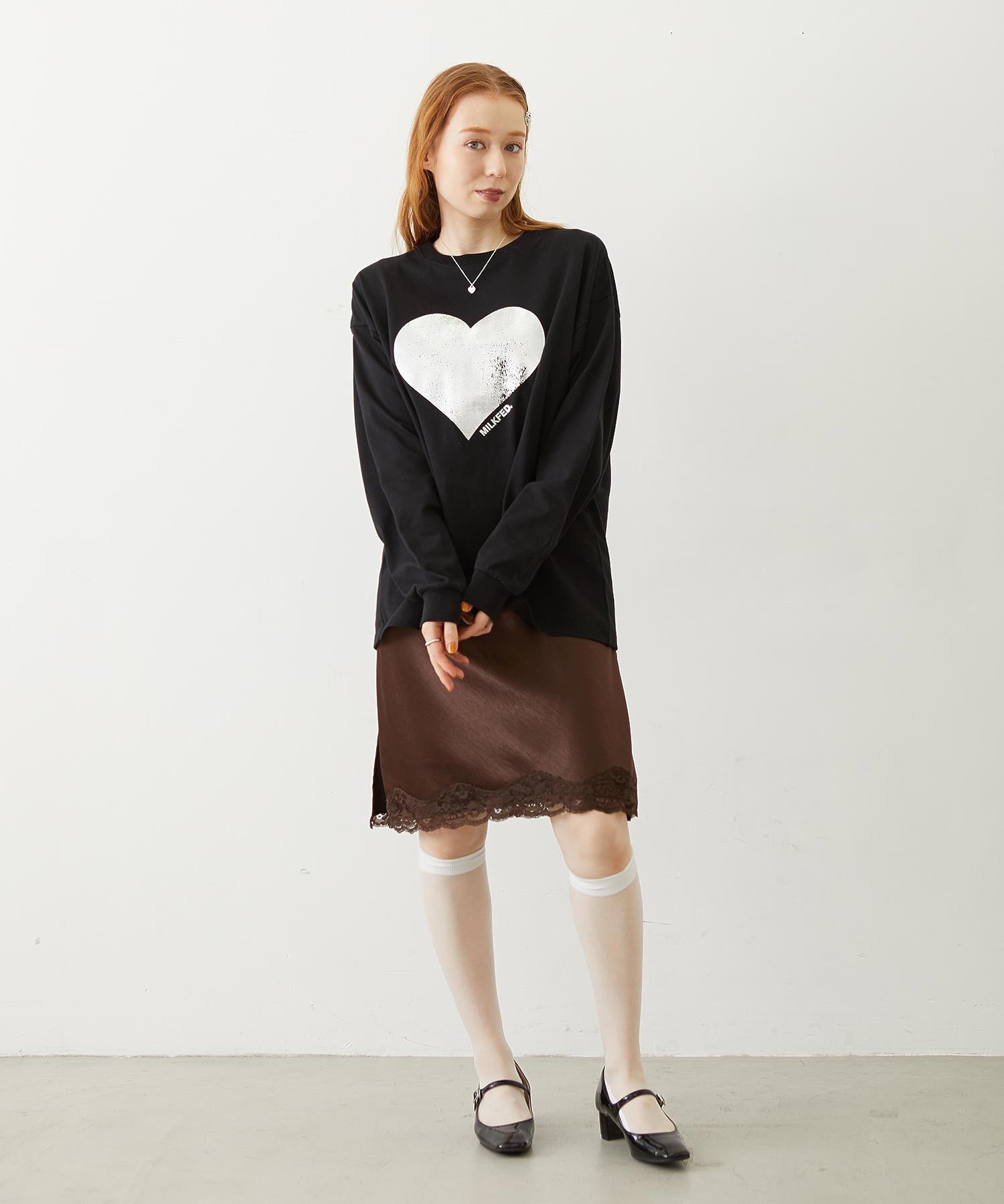 HEART FOIL PRINT L/S TEE