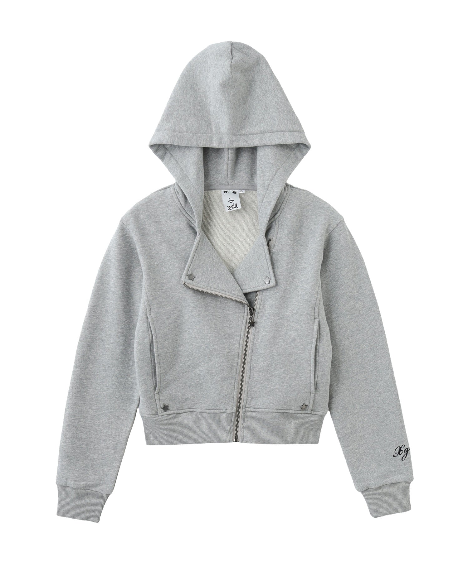 DOUBLE COLLAR ZIP UP SWEAT HOODIE