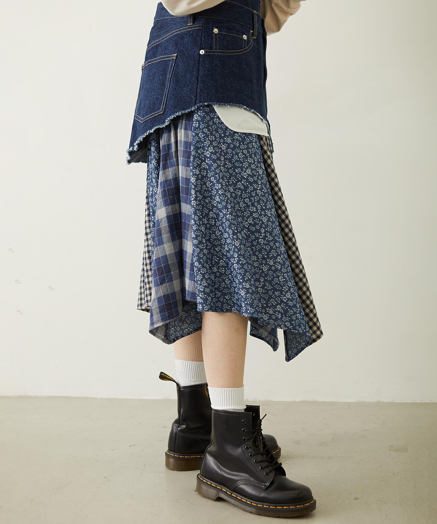 PATCHWORK OVERALL SKIRT