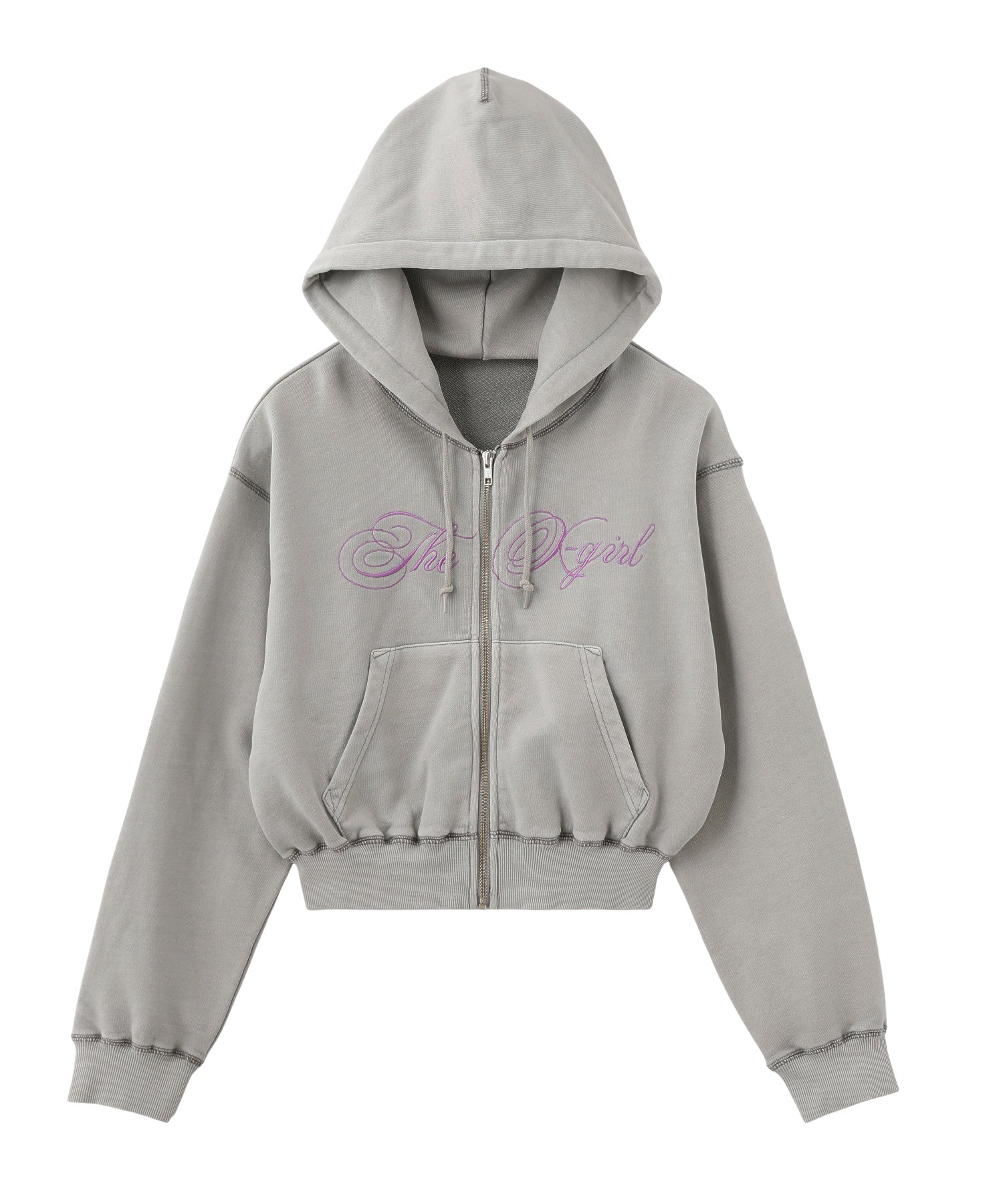PIGMENT DYED SCRIPT LOGO COMPACT ZIP UP SWEAT HOODIE