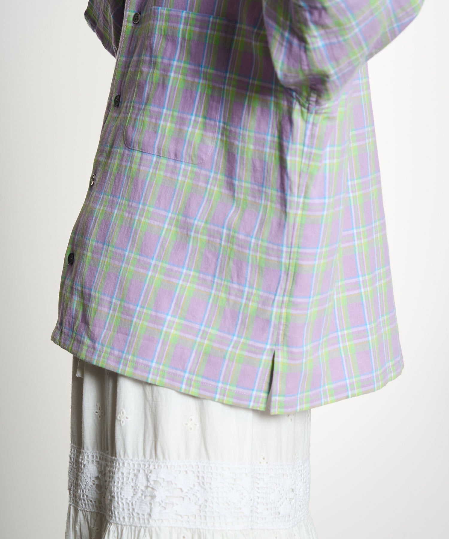 OKIRAKU×ROSEBUD/BACK PRINT CHECK SHIRT