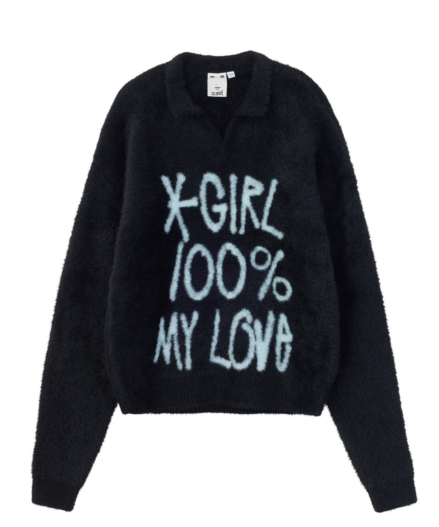 LOGO JACQUARD SHAGGY SKIPPER KNIT TOP