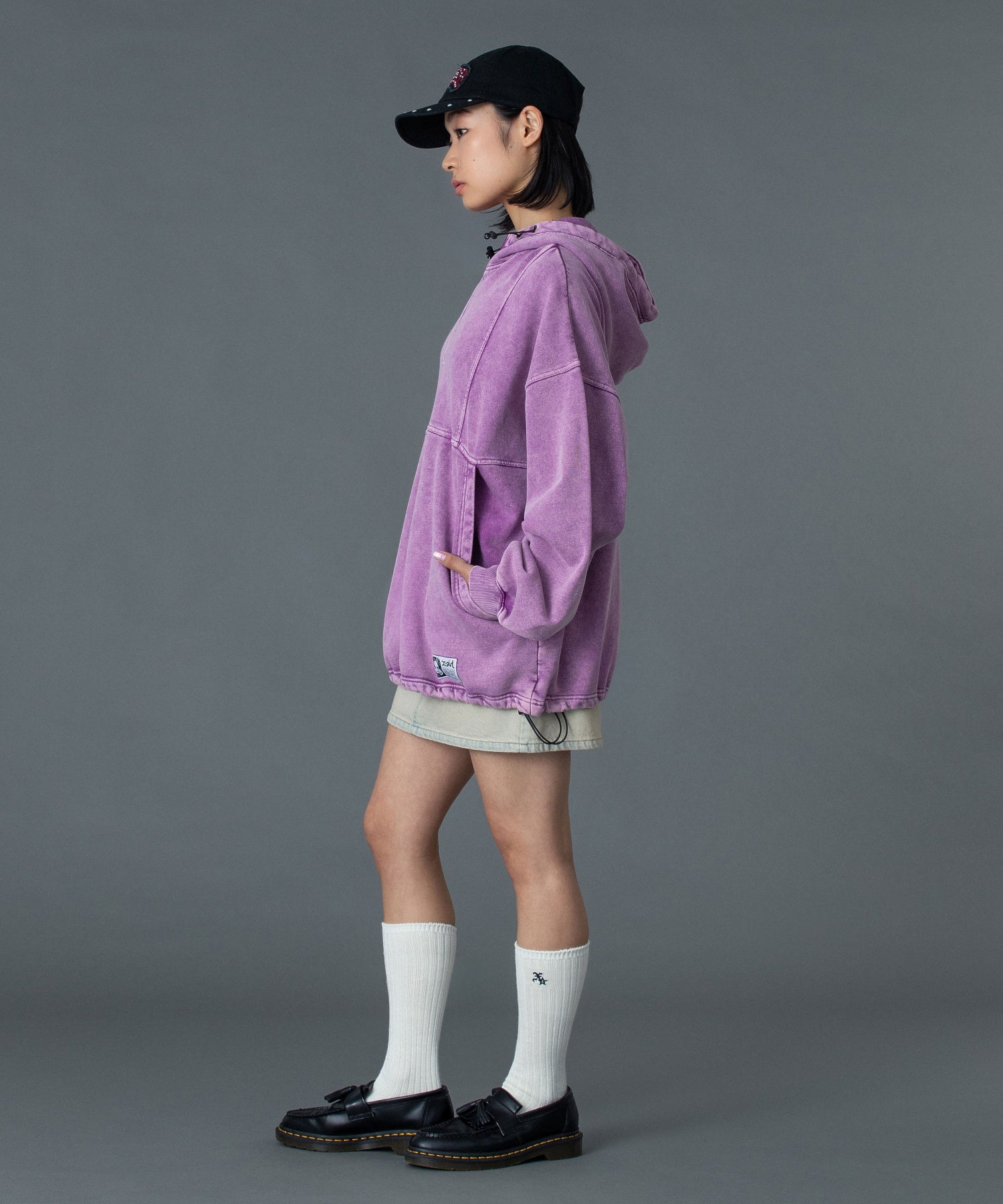 FADED FACE LABEL ANORAK SWEAT HOODIE