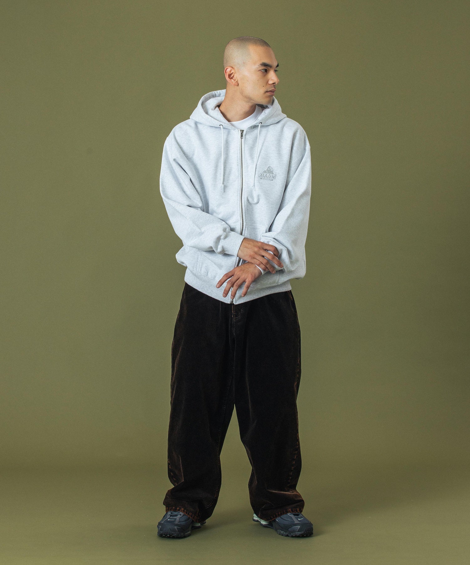 BACKSIDE SLANTED OG ZIP HOODED SWEATSHIRT