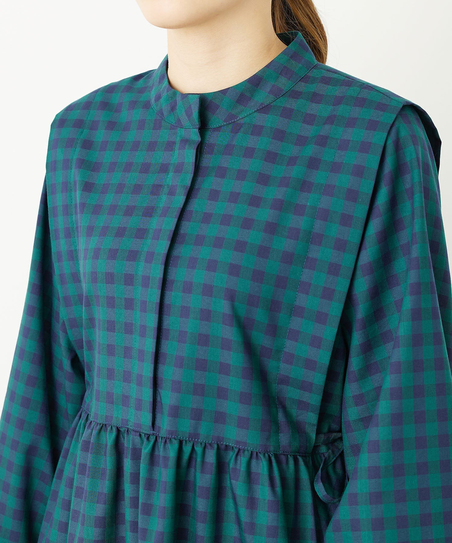 SIDE RIBBON PLAID DRESS MILKFED.