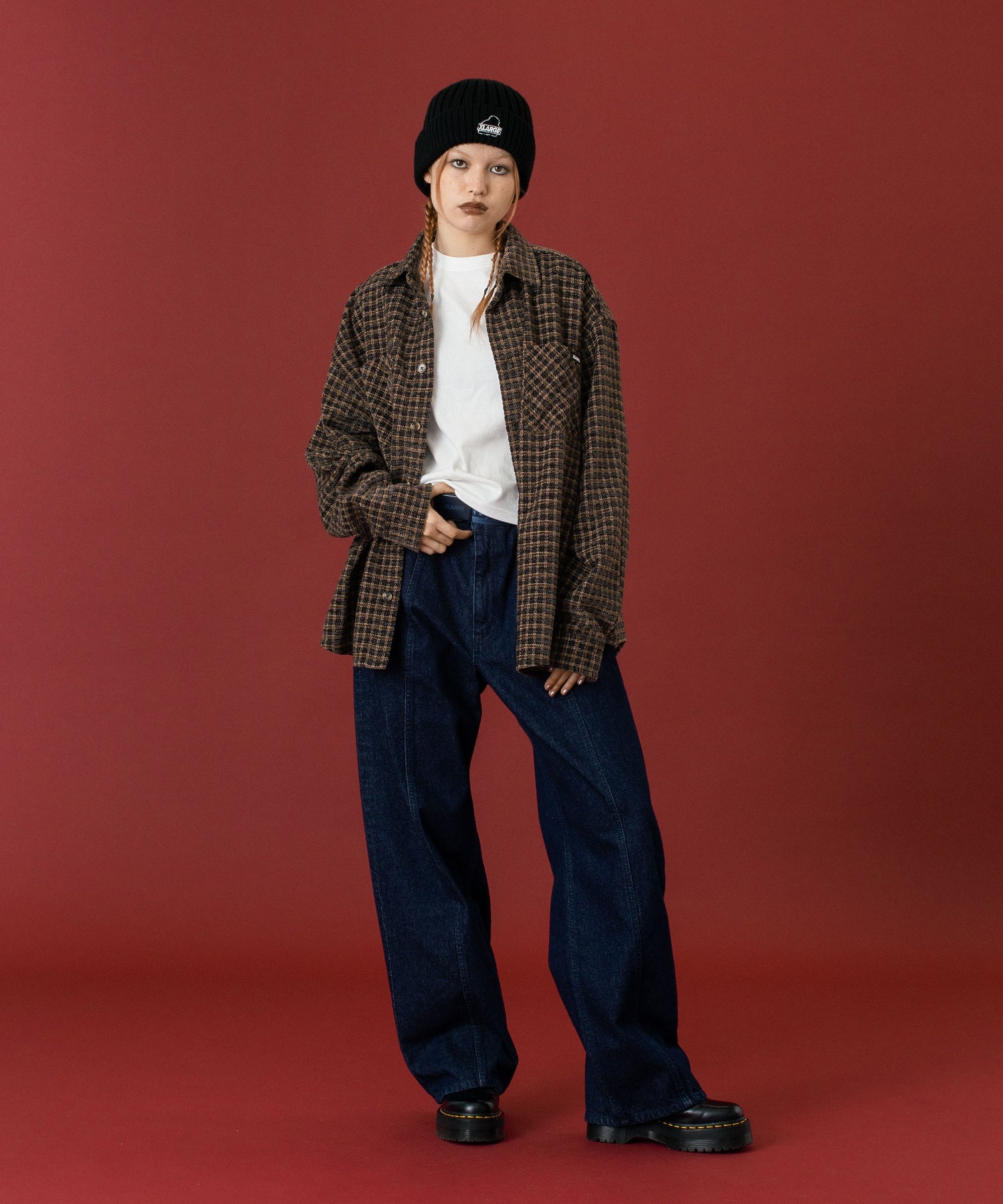PANELED DENIM PANTS