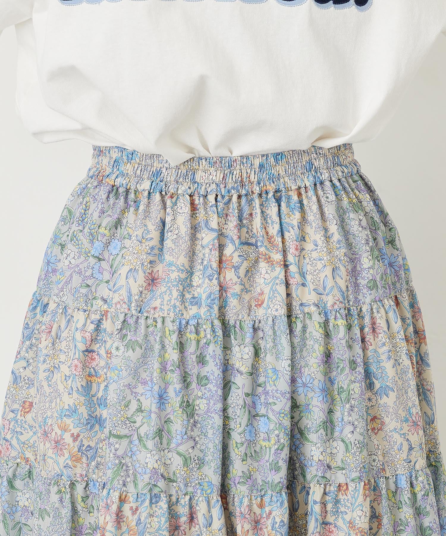 FLORAL PATTERN PANELED SKIRT MILKFED.