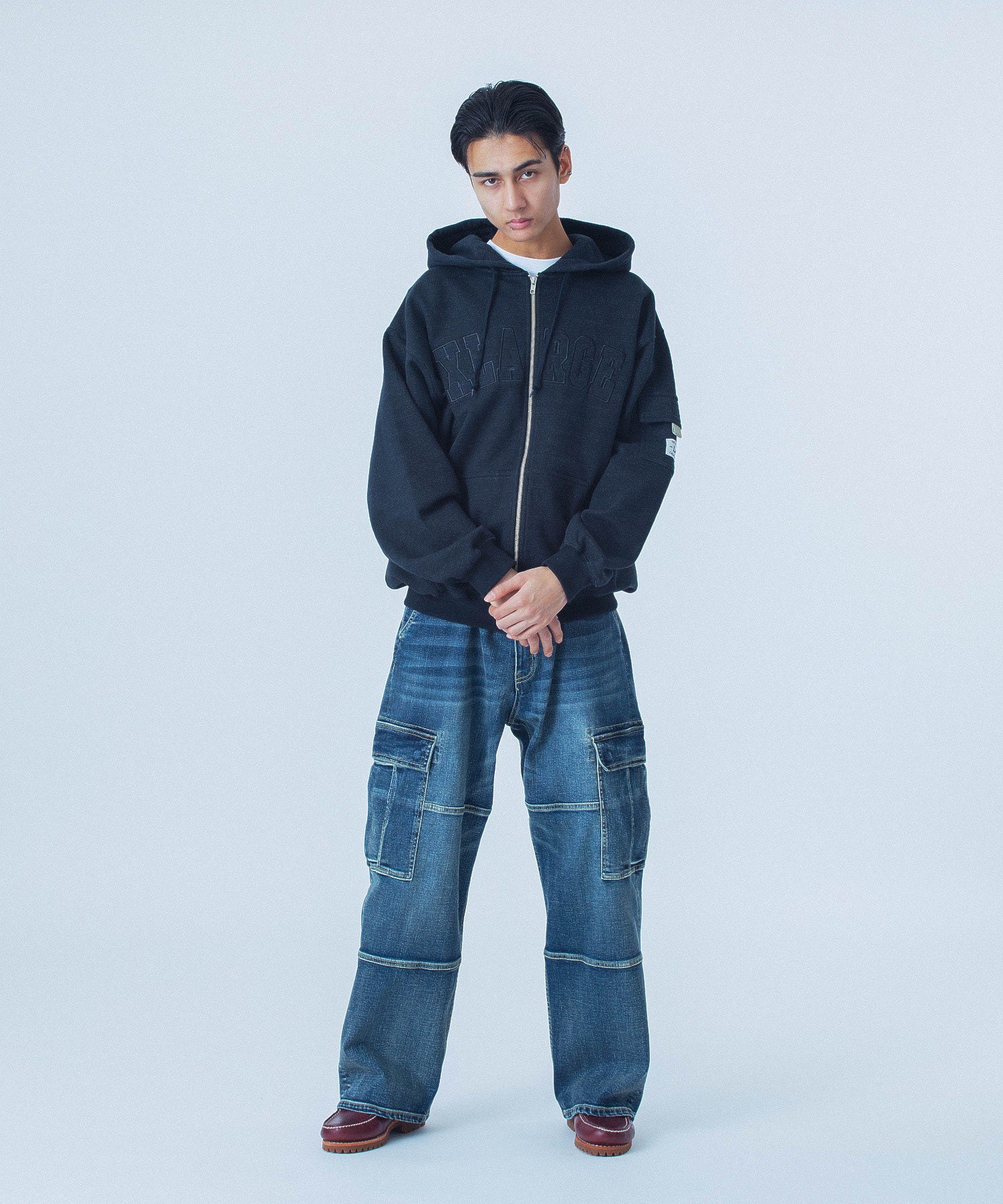 STRETCH DENIM CARGO PANTS