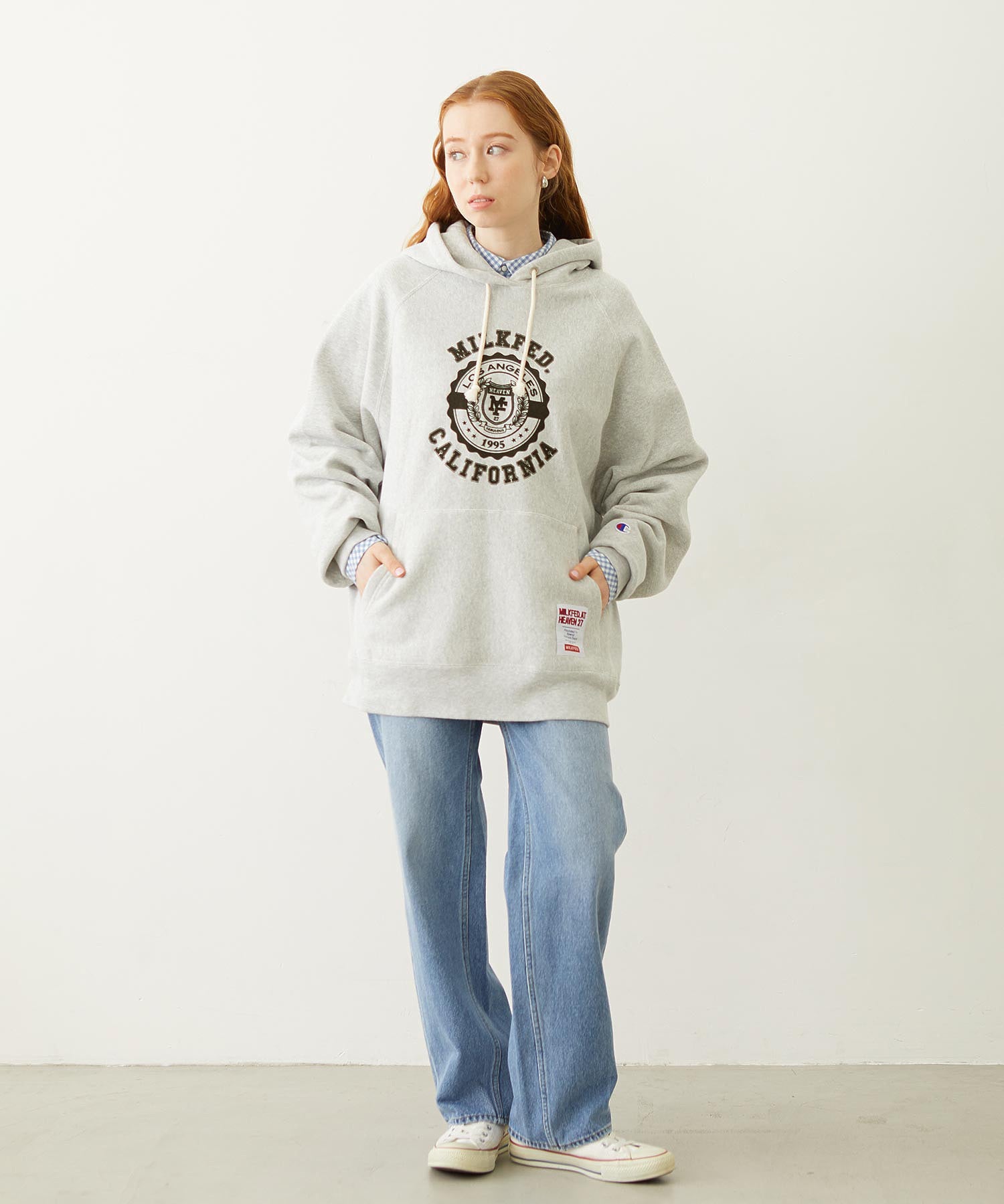 MILKFED. × CHAMPION COLLEGE LOGO SWEAT HOODIE