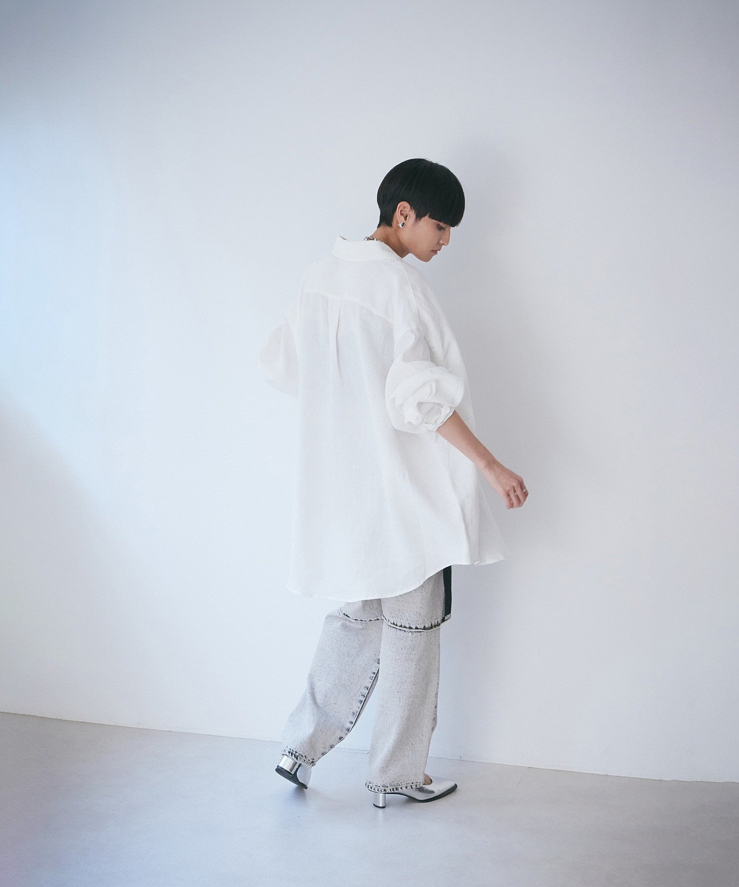 ボタンダウン ダブルネックシャツ