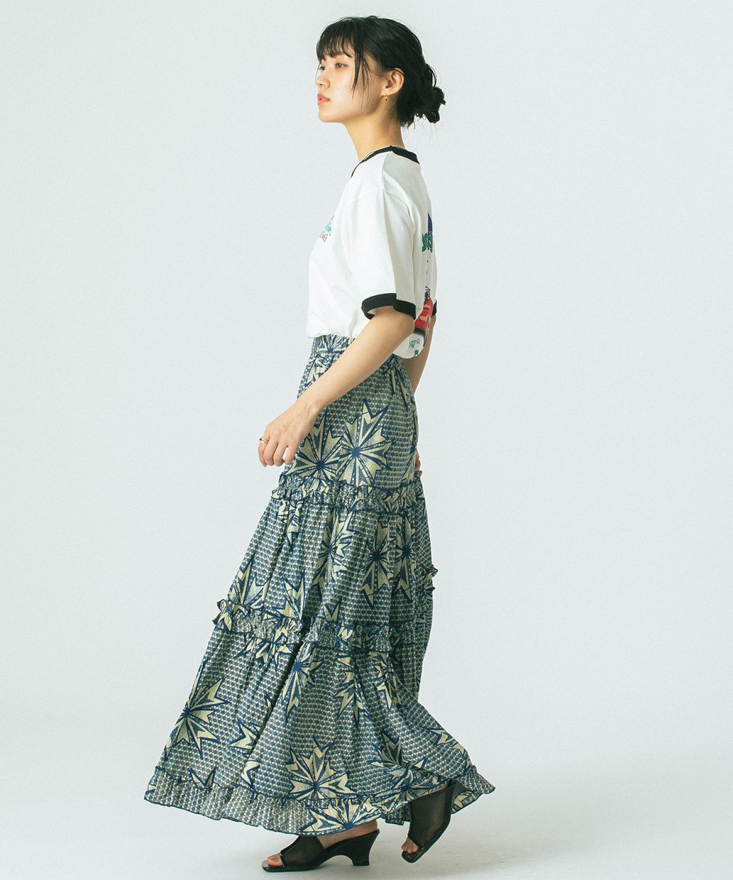 mag.by c/PRINT TIERED SKIRT