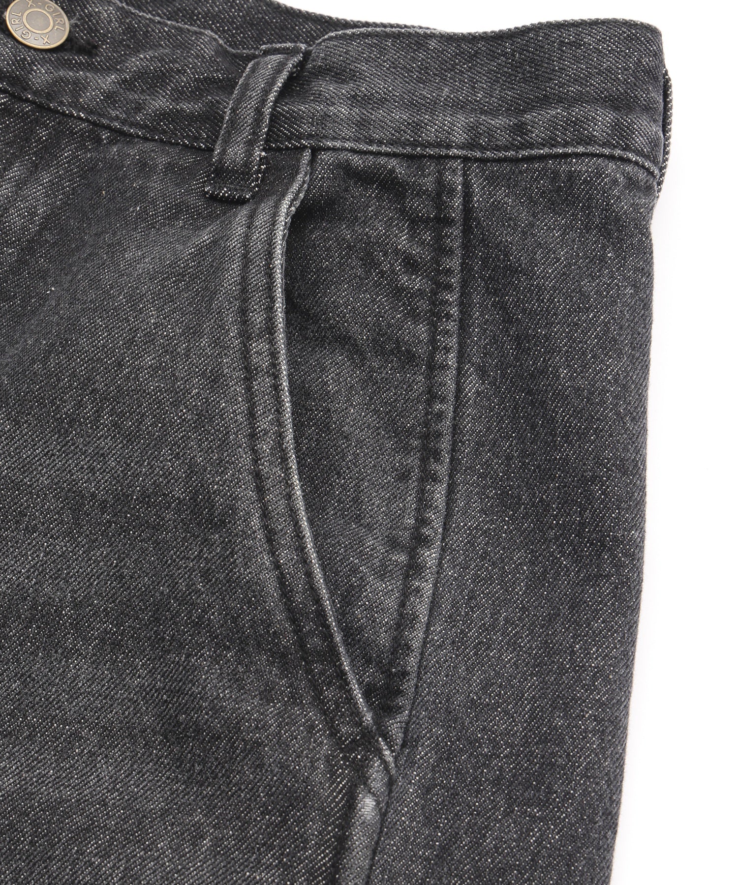 RHINESTONE LOGO LOOSE DENIM PANTS